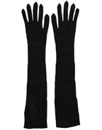 Dolce & Gabbana Black Cashmere Knitted Elbow Length Gloves - Eljoys Fashion 