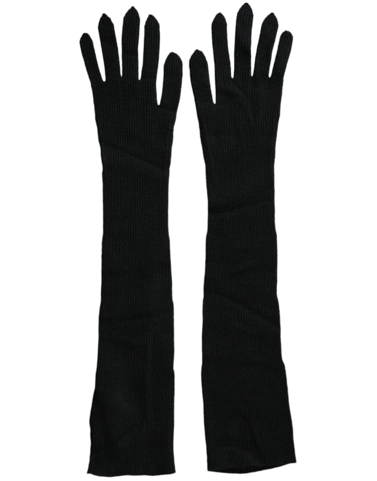 Dolce & Gabbana Black Cashmere Knitted Elbow Length Gloves - Eljoys Fashion 