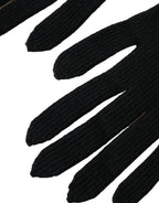 Dolce & Gabbana Black Cashmere Knitted Elbow Length Gloves - Eljoys Fashion 
