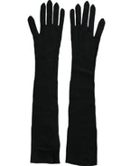 Dolce & Gabbana Black Cashmere Knitted Elbow Length Gloves - Eljoys Fashion 