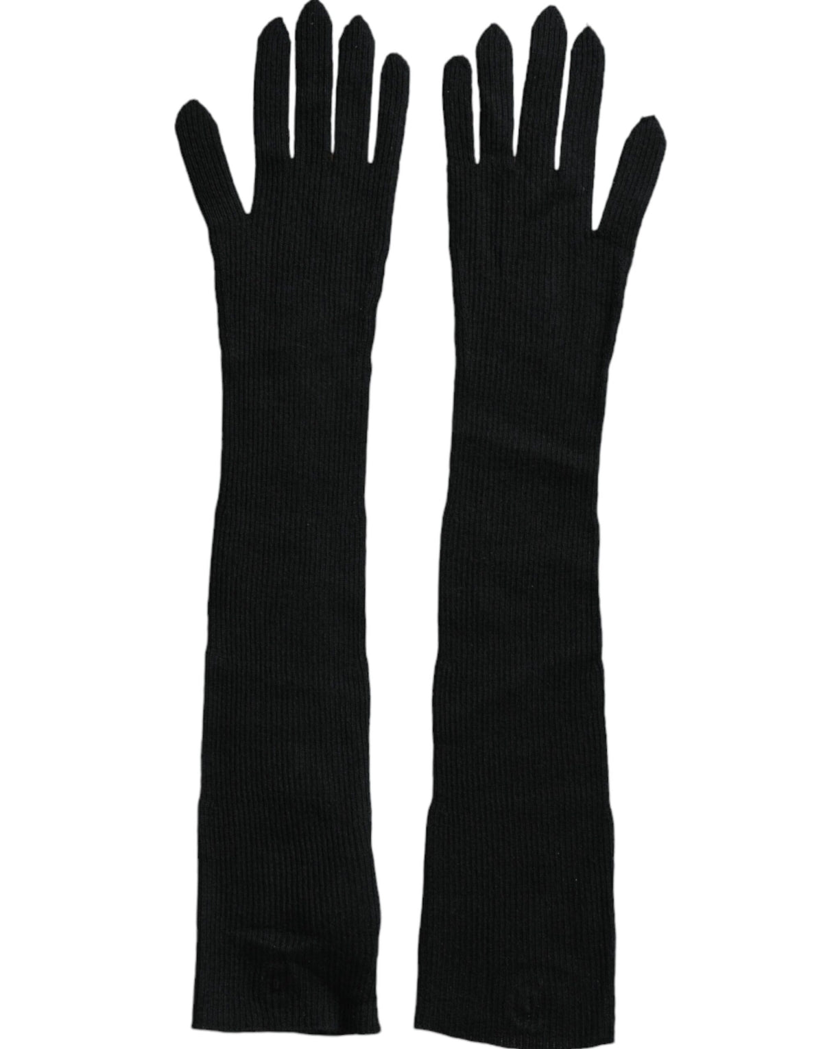 Dolce & Gabbana Black Cashmere Knitted Elbow Length Gloves - Eljoys Fashion 