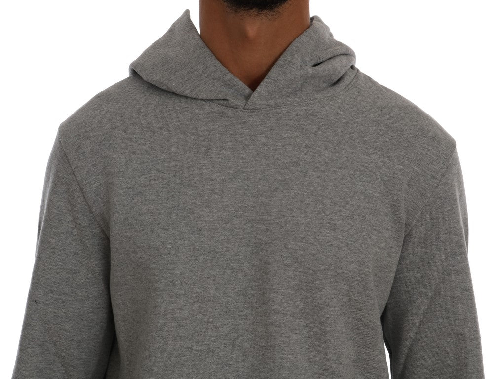 Daniele Alessandrini Gray Pullover Hodded Cotton Sweater Daniele Alessandrini