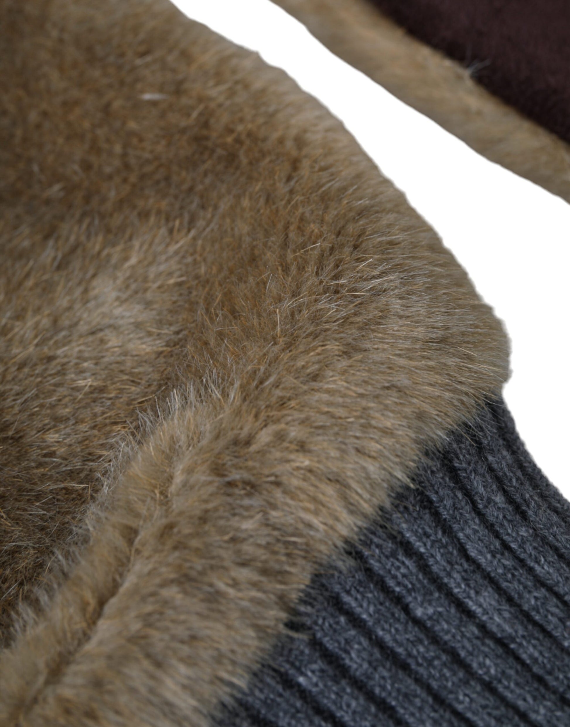 Dolce & Gabbana Beige Acrylic Knitted Fur Wrist Mitten Gloves Dolce & Gabbana