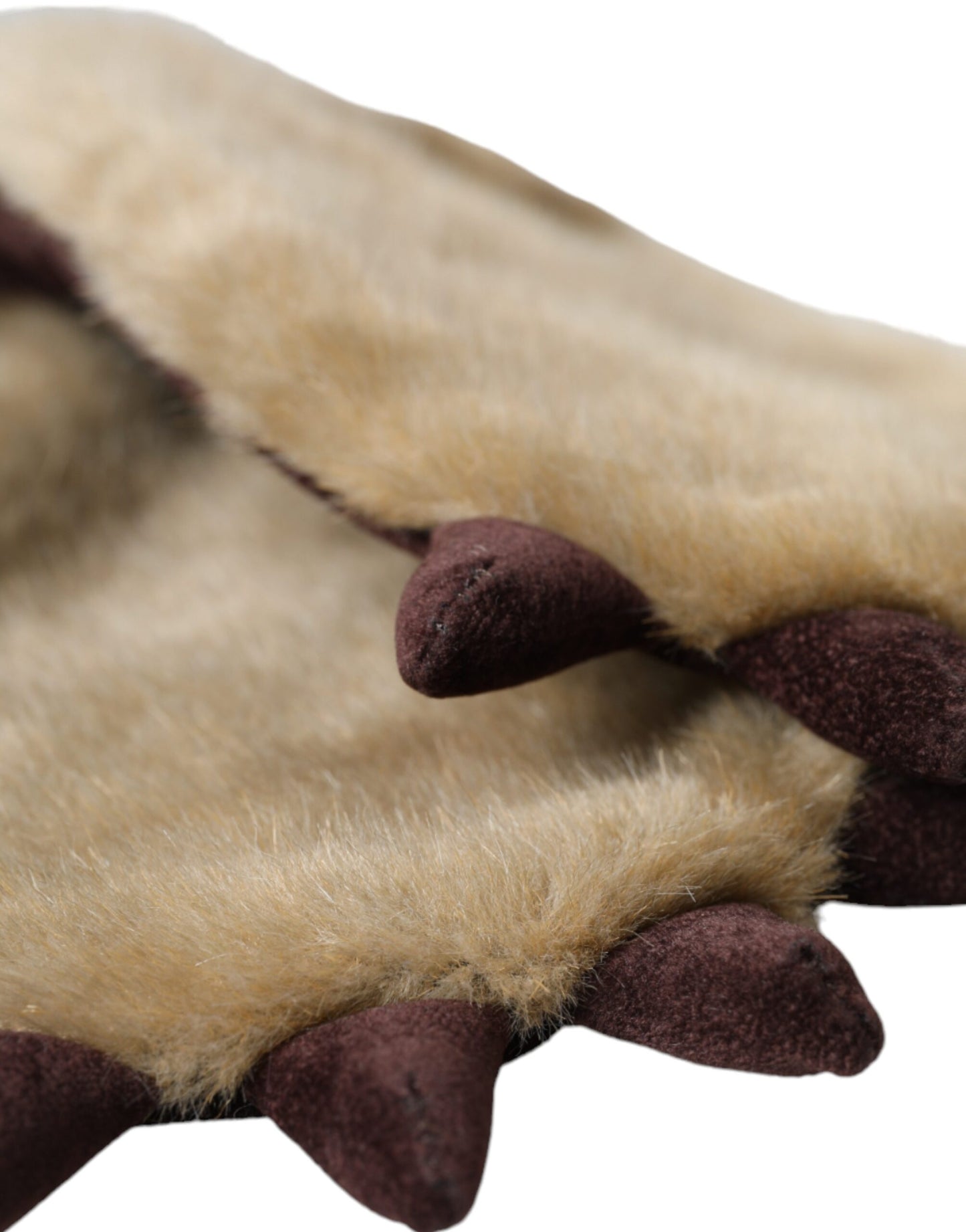 Dolce & Gabbana Beige Acrylic Knitted Fur Wrist Mitten Gloves Dolce & Gabbana