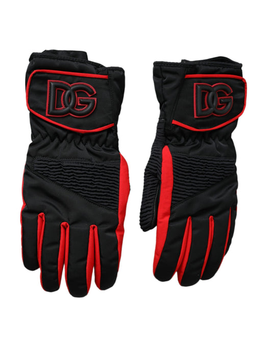 Dolce & Gabbana Black Red Nylon Wrist Length Gloves Dolce & Gabbana
