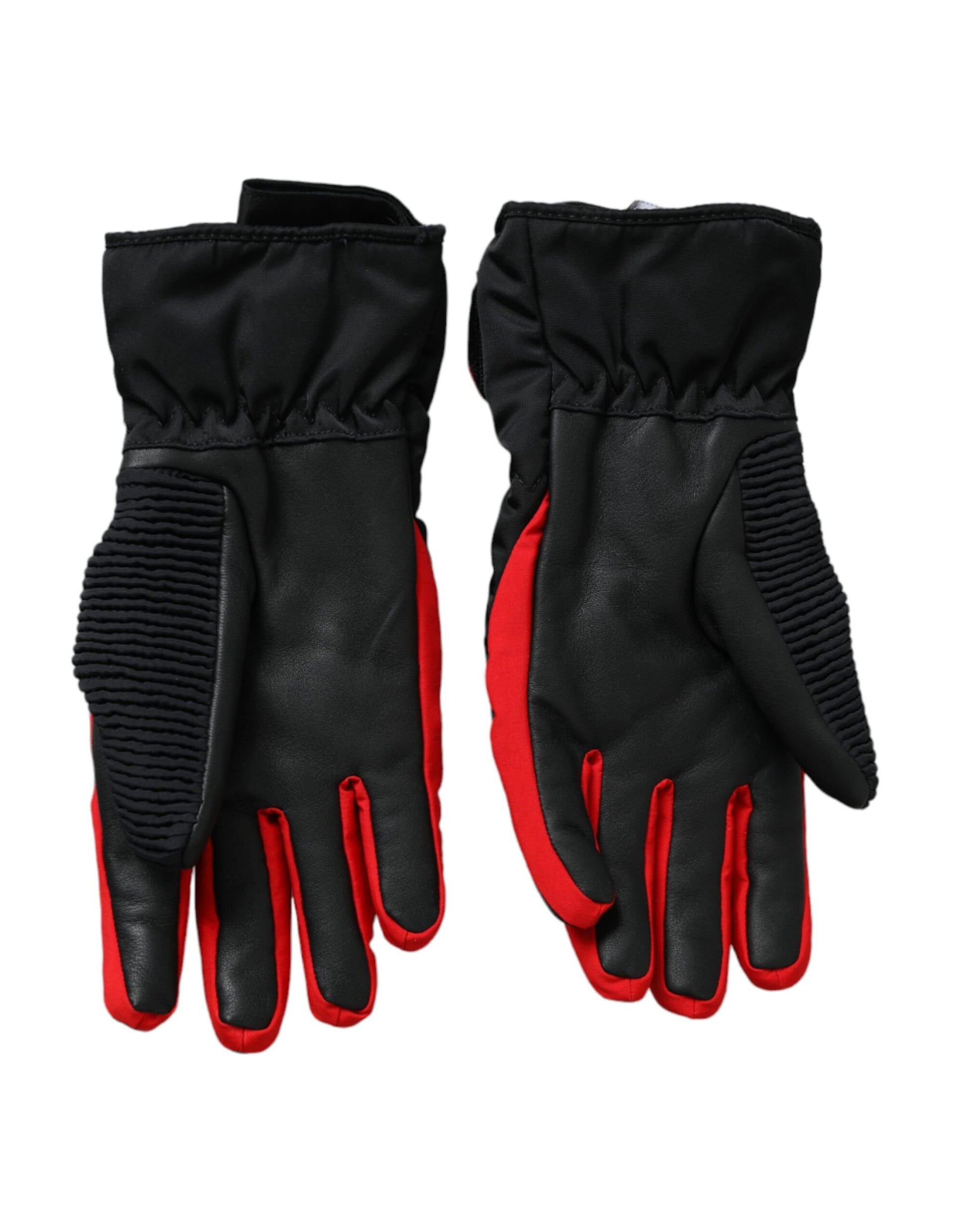 Dolce & Gabbana Black Red Nylon Wrist Length Gloves Dolce & Gabbana