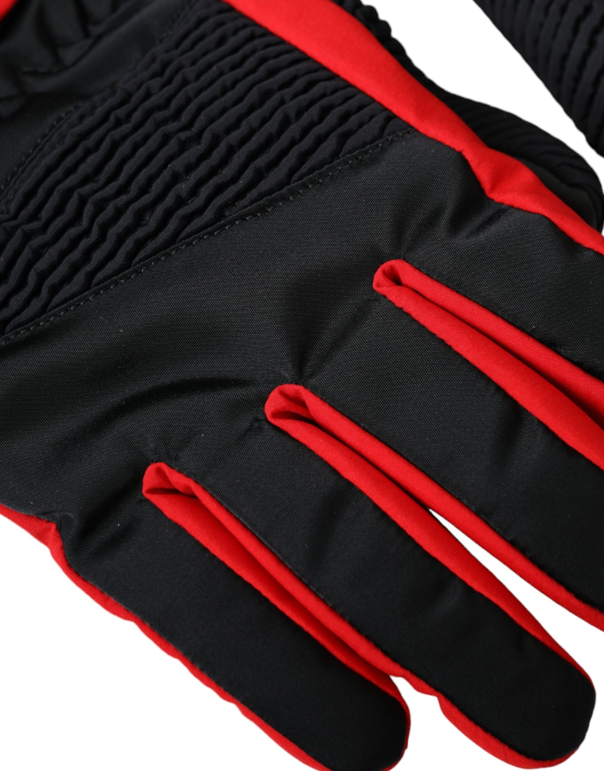 Dolce & Gabbana Black Red Nylon Wrist Length Gloves Dolce & Gabbana