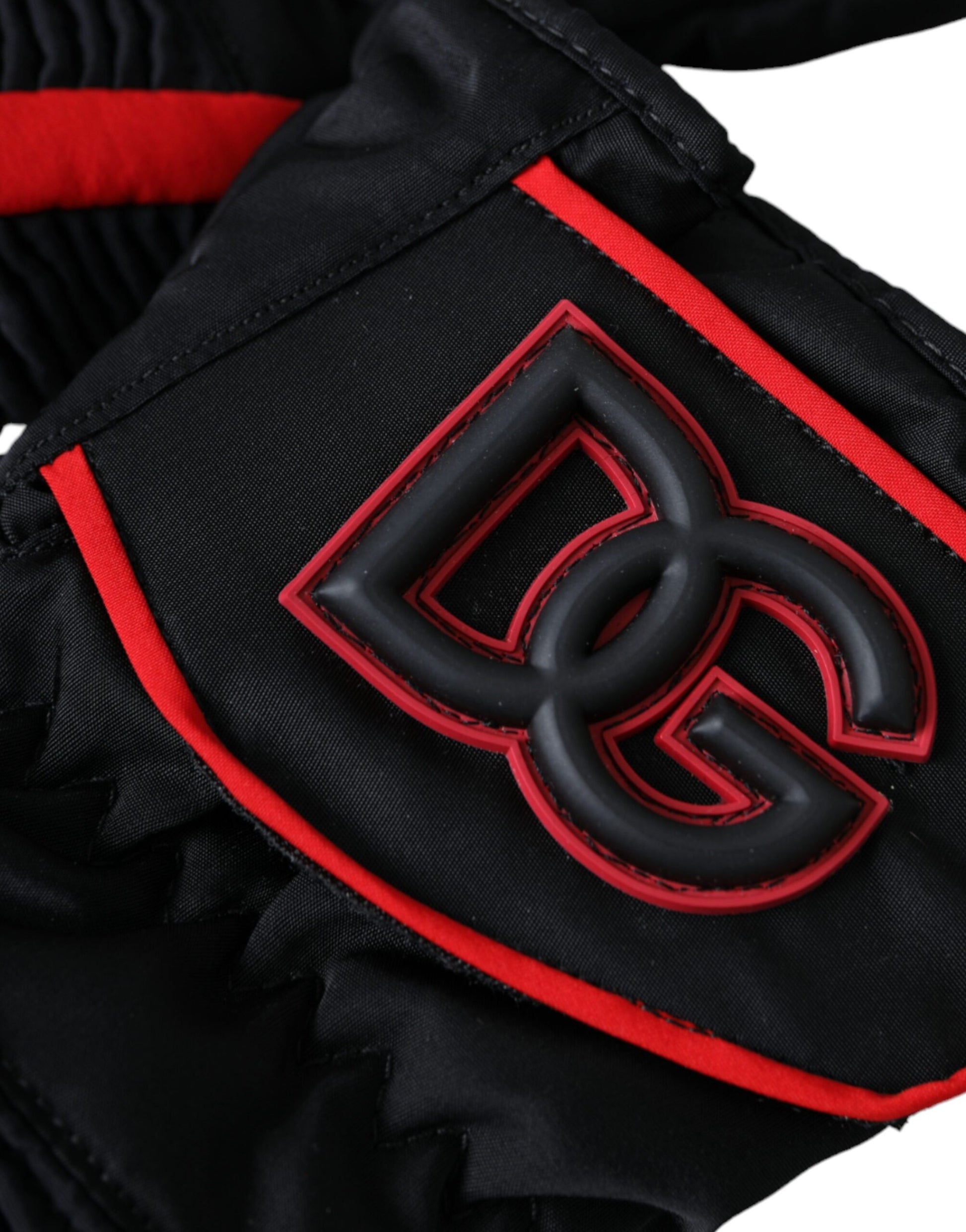Dolce & Gabbana Black Red Nylon Wrist Length Gloves Dolce & Gabbana