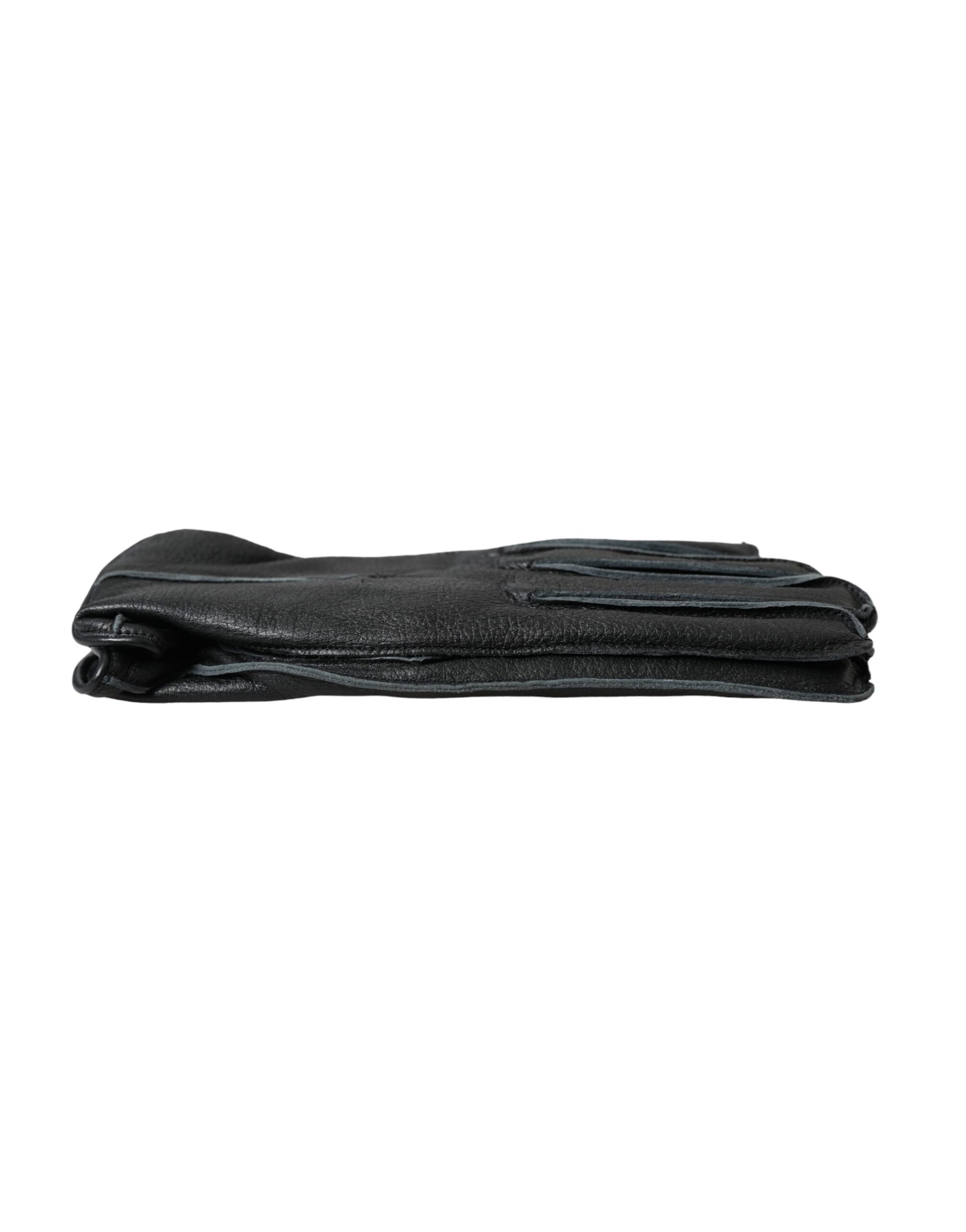 Dolce & Gabbana Black Deer Leather Wrist Length Gloves Dolce & Gabbana