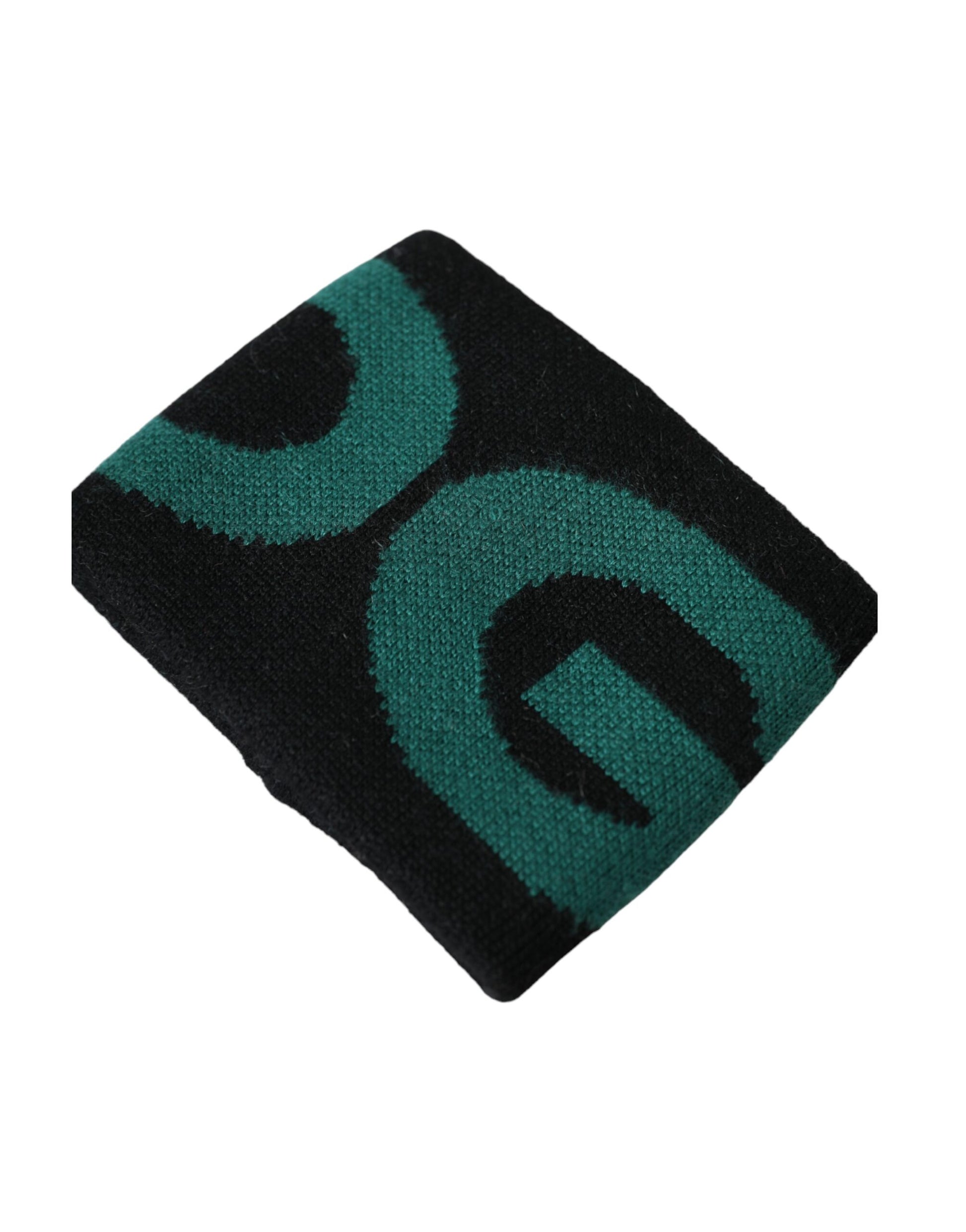 Dolce & Gabbana Black Green Wool Logo #DGMILLENNIALS Wristband Dolce & Gabbana