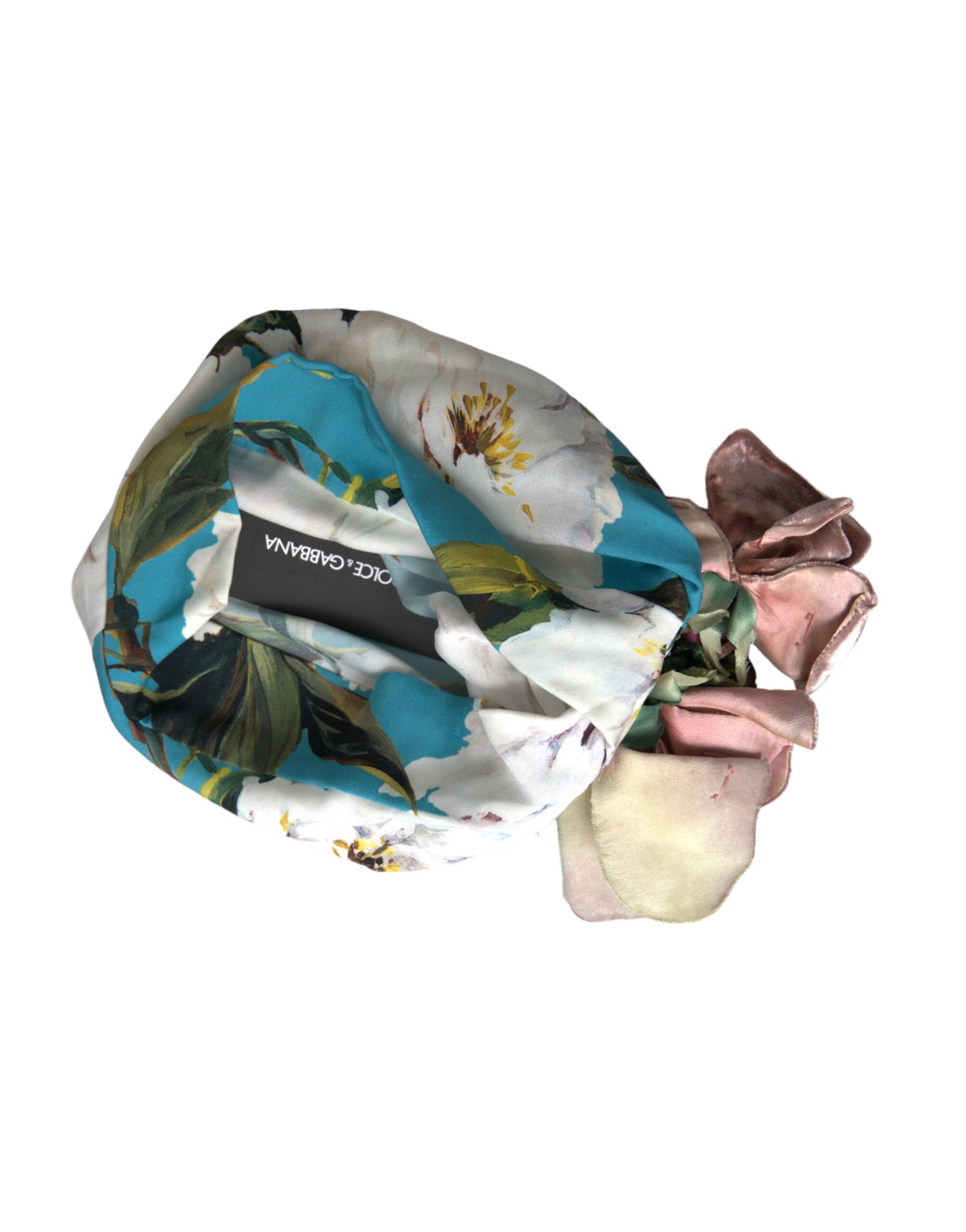 Dolce & Gabbana Blue Floral Motif Turban Head Hat Women Dolce & Gabbana