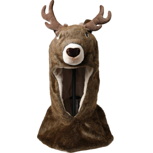 Dolce & Gabbana Brown Deer Faux Fur Whole Head Hat Dolce & Gabbana