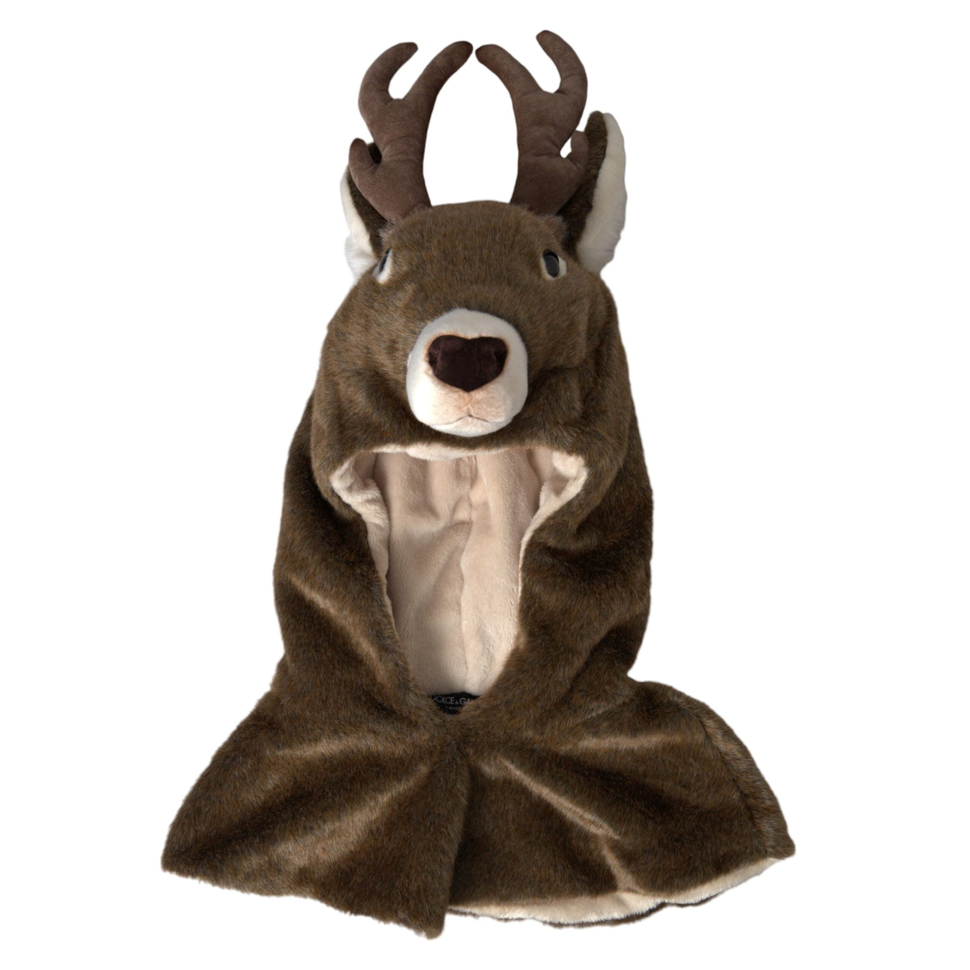 Dolce & Gabbana Brown Deer Faux Fur Whole Head Hat Dolce & Gabbana