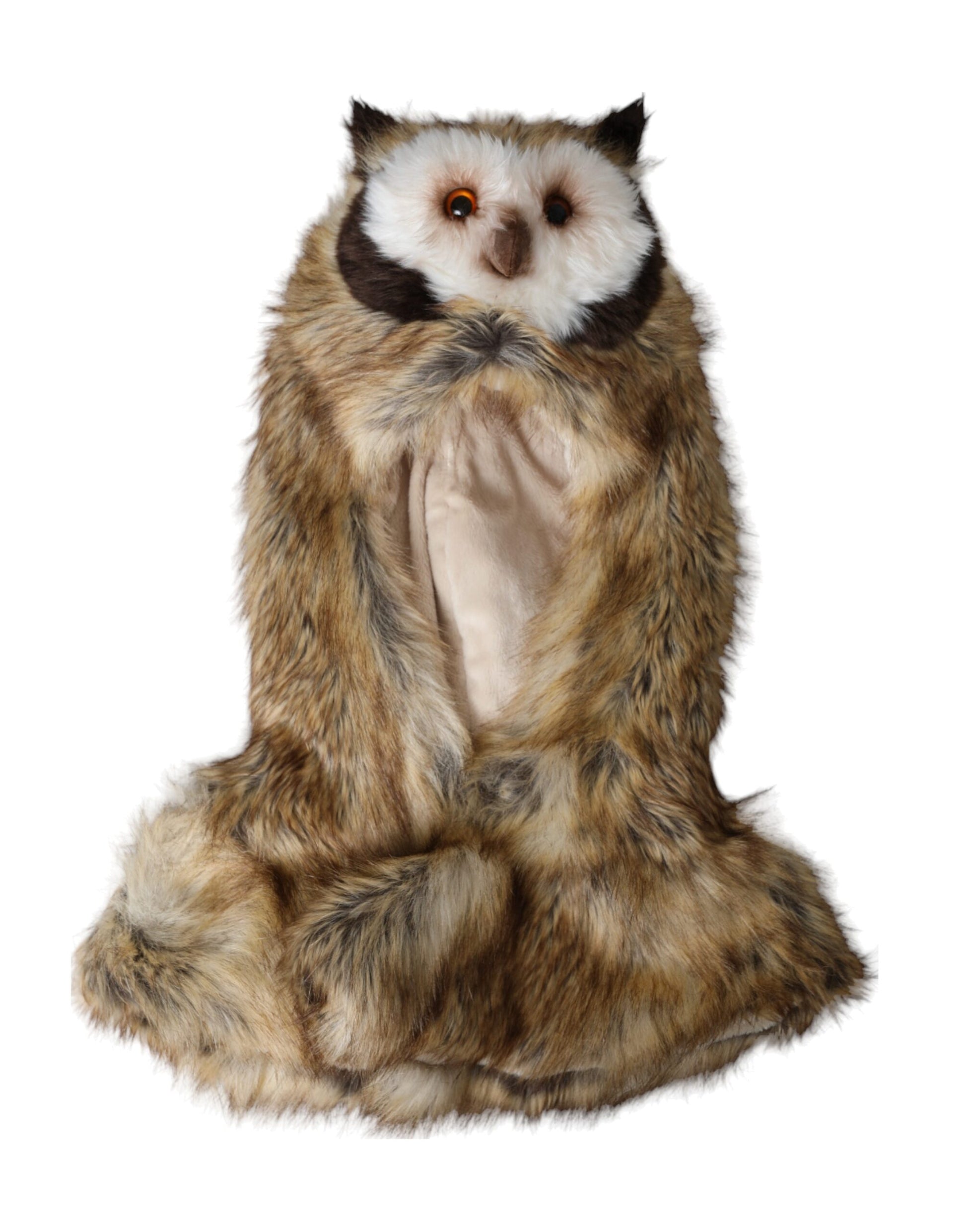 Dolce & Gabbana Brown Owl Faux Fur Whole Head Cap Hat Dolce & Gabbana