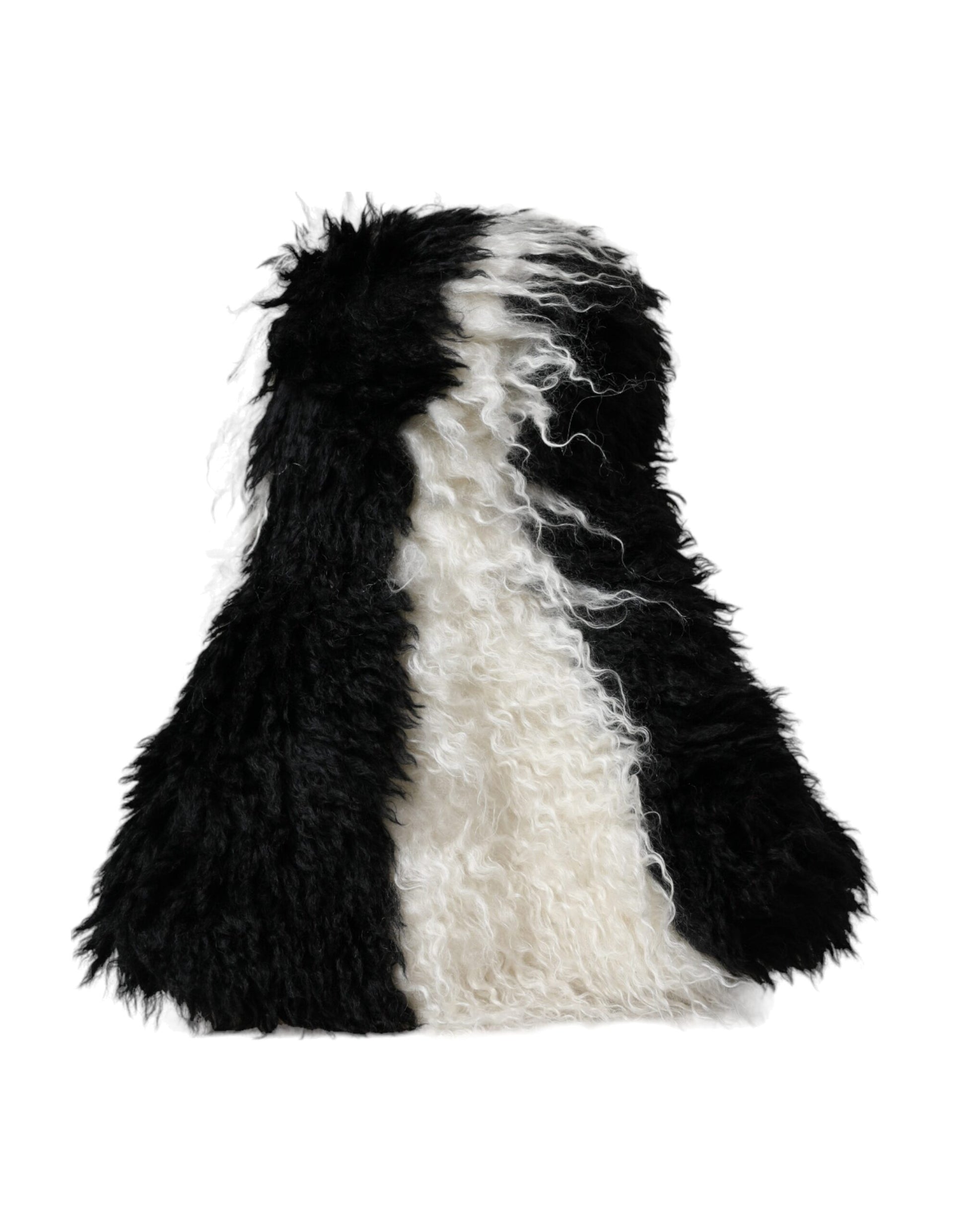Dolce & Gabbana Black White Stripes Mohair Fur Bucket Hat Dolce & Gabbana