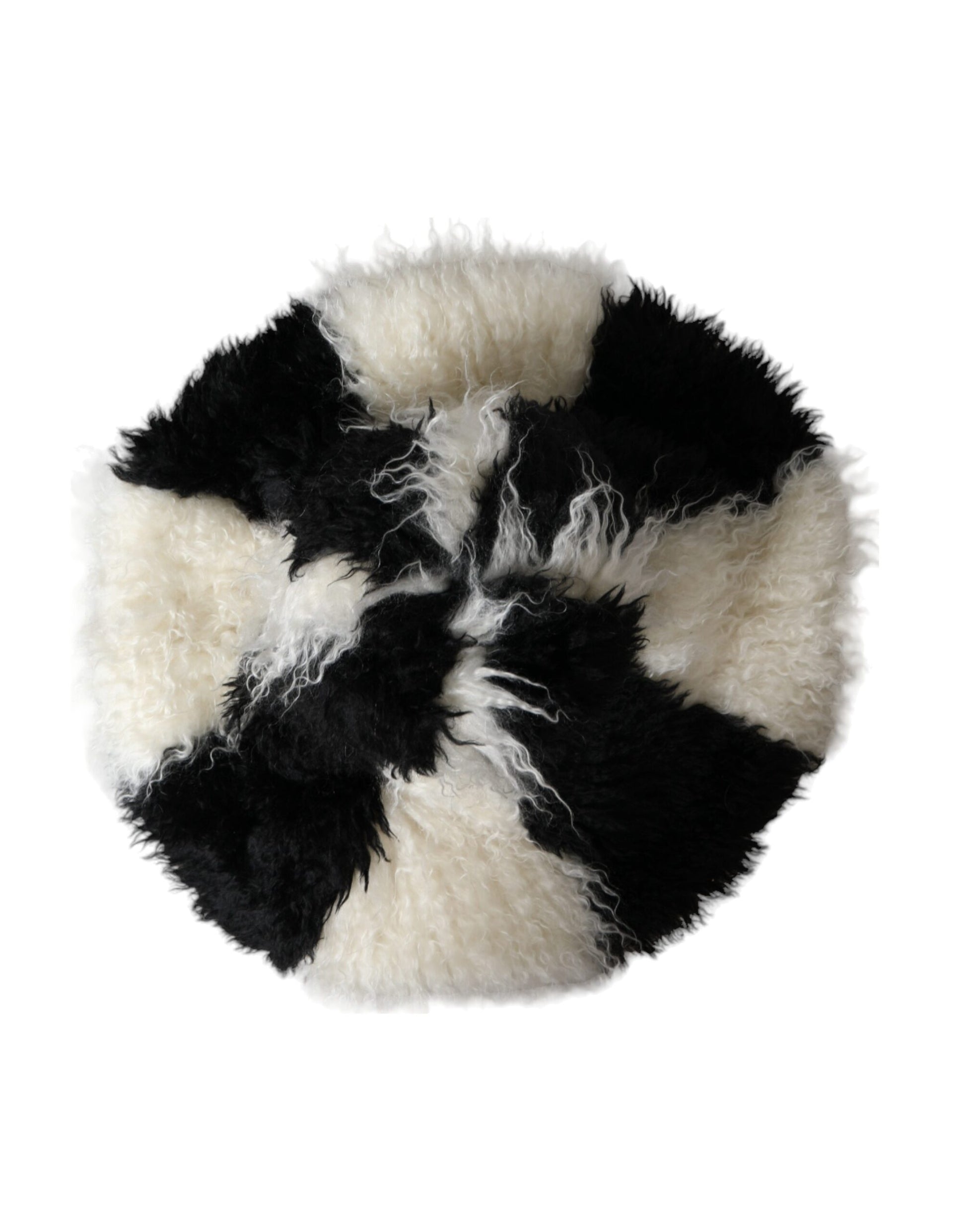 Dolce & Gabbana Black White Stripes Mohair Fur Bucket Hat Dolce & Gabbana