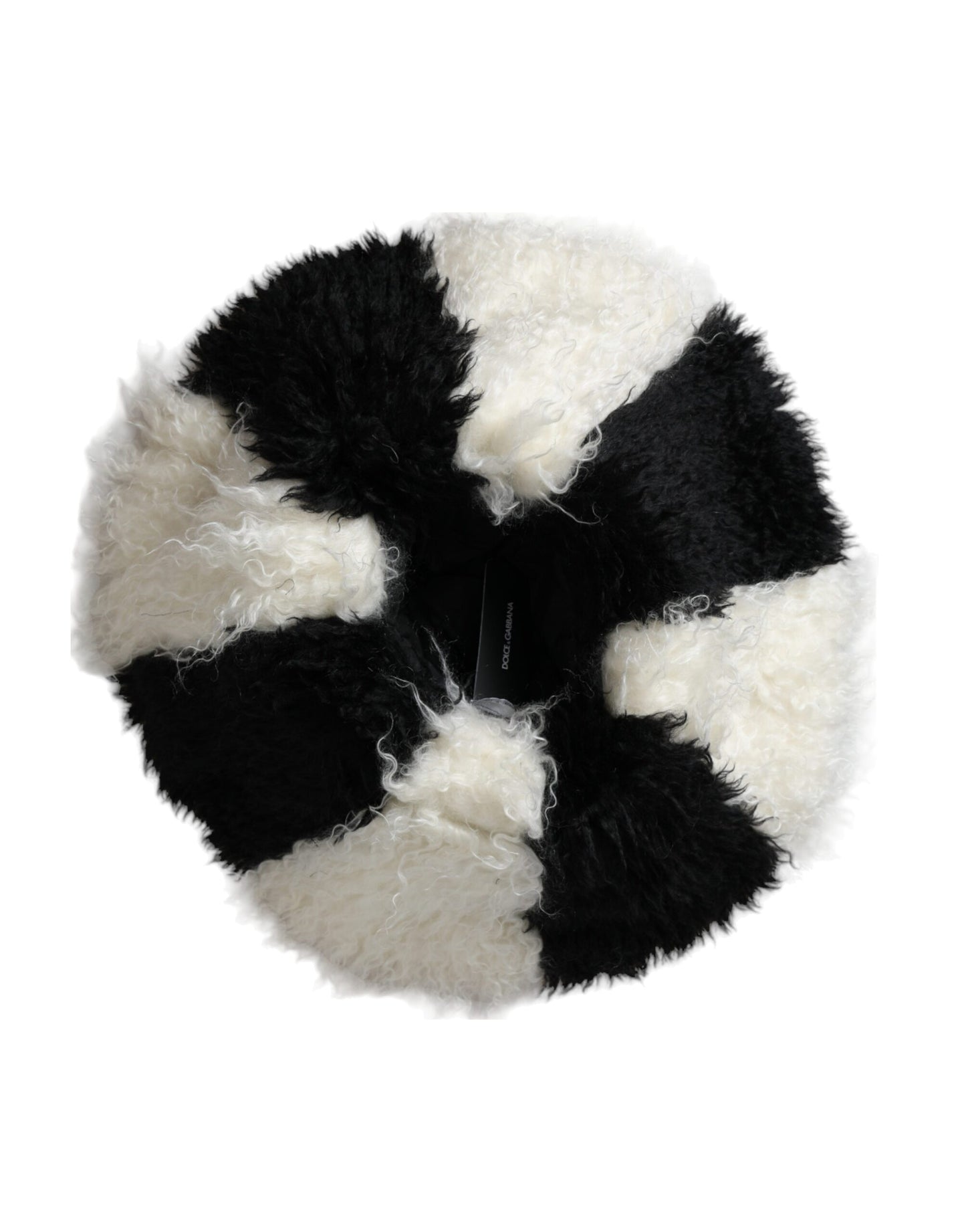 Dolce & Gabbana Black White Stripes Mohair Fur Bucket Hat Dolce & Gabbana