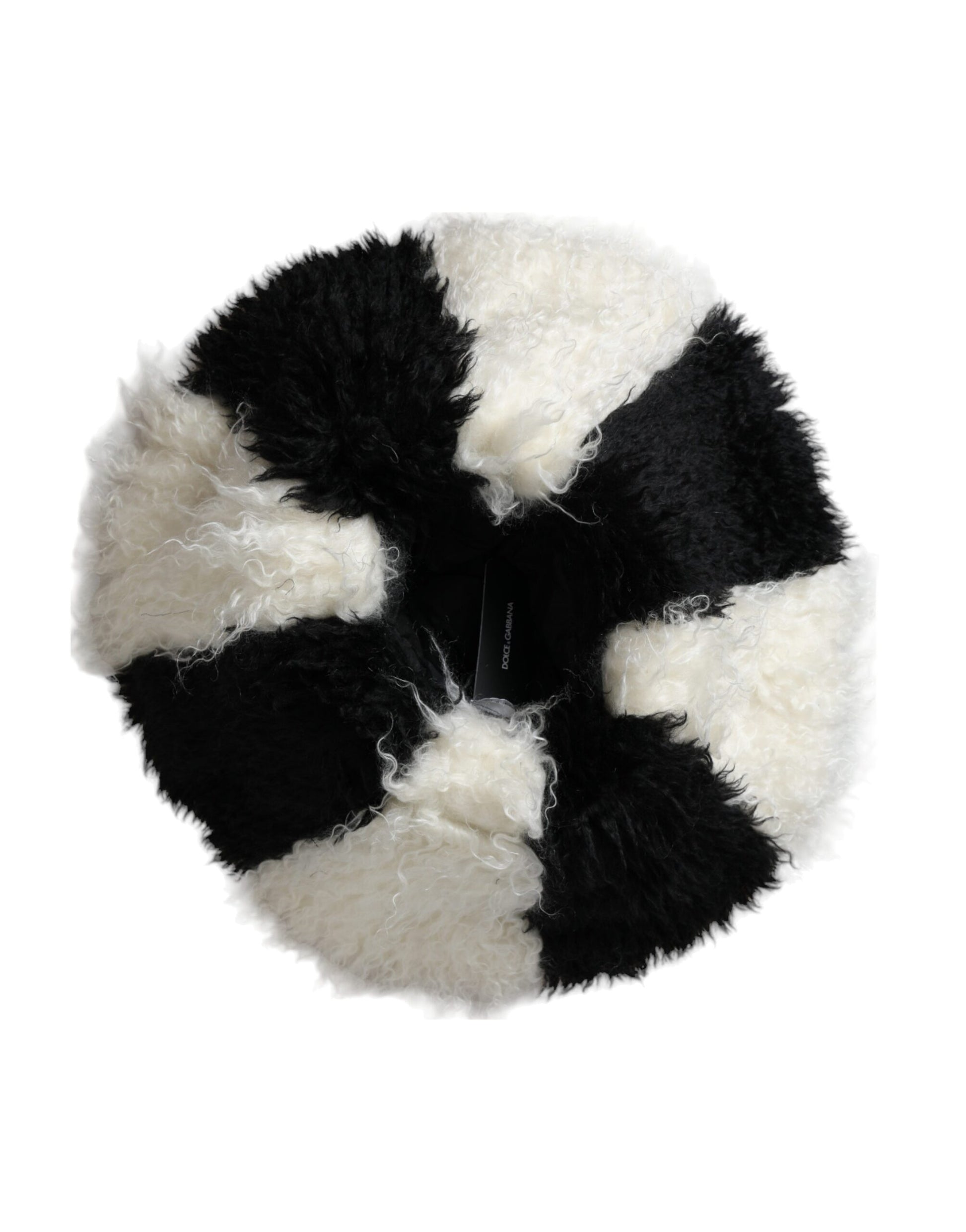Dolce & Gabbana Black White Stripes Mohair Fur Bucket Hat Dolce & Gabbana