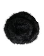 Black faux fur women's bucket hat by Dolce & Gabbana, featuring a stylish and cozy design with a wide brim and textured finish.