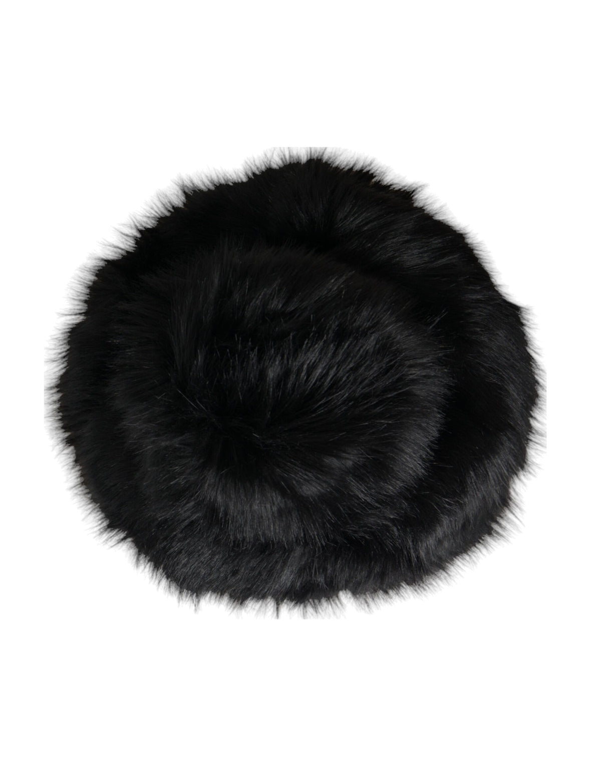 Black faux fur women's bucket hat by Dolce & Gabbana, featuring a stylish and cozy design with a wide brim and textured finish.