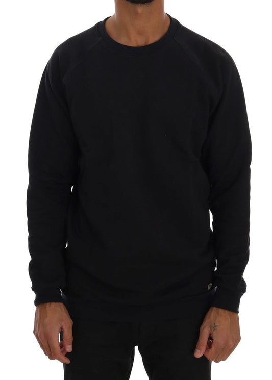 Daniele Alessandrini Blue Crewneck Cotton Sweater Daniele Alessandrini