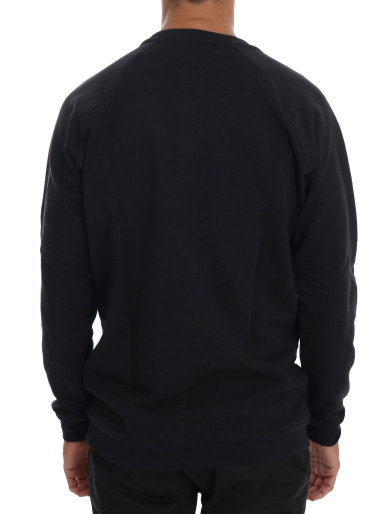 Daniele Alessandrini Blue Crewneck Cotton Sweater Daniele Alessandrini