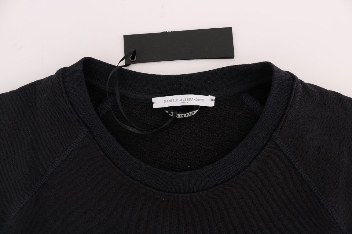 Daniele Alessandrini Blue Crewneck Cotton Sweater Daniele Alessandrini