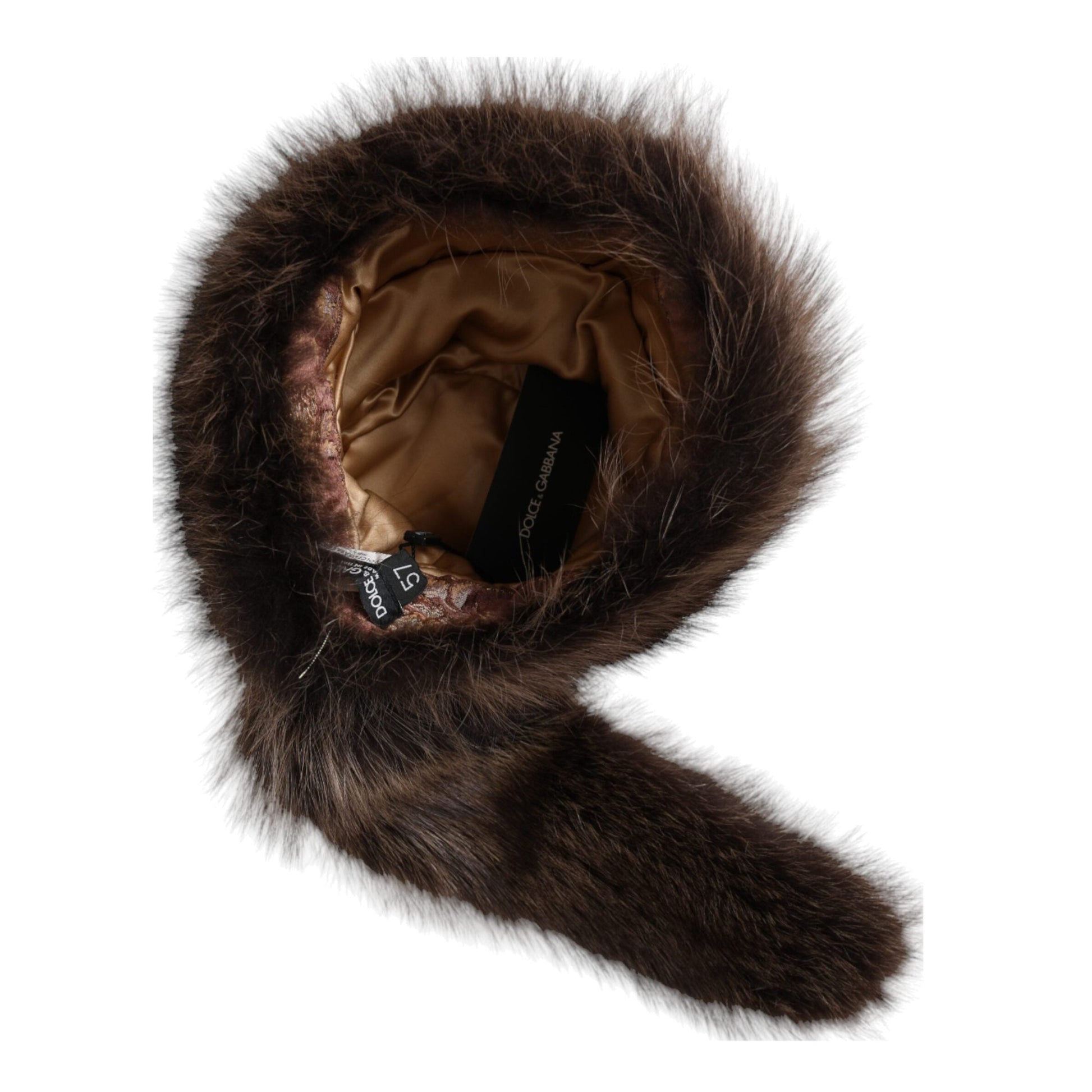 Dolce & Gabbana Women Brown Raccoon Fur Bucket Hat Dolce & Gabbana