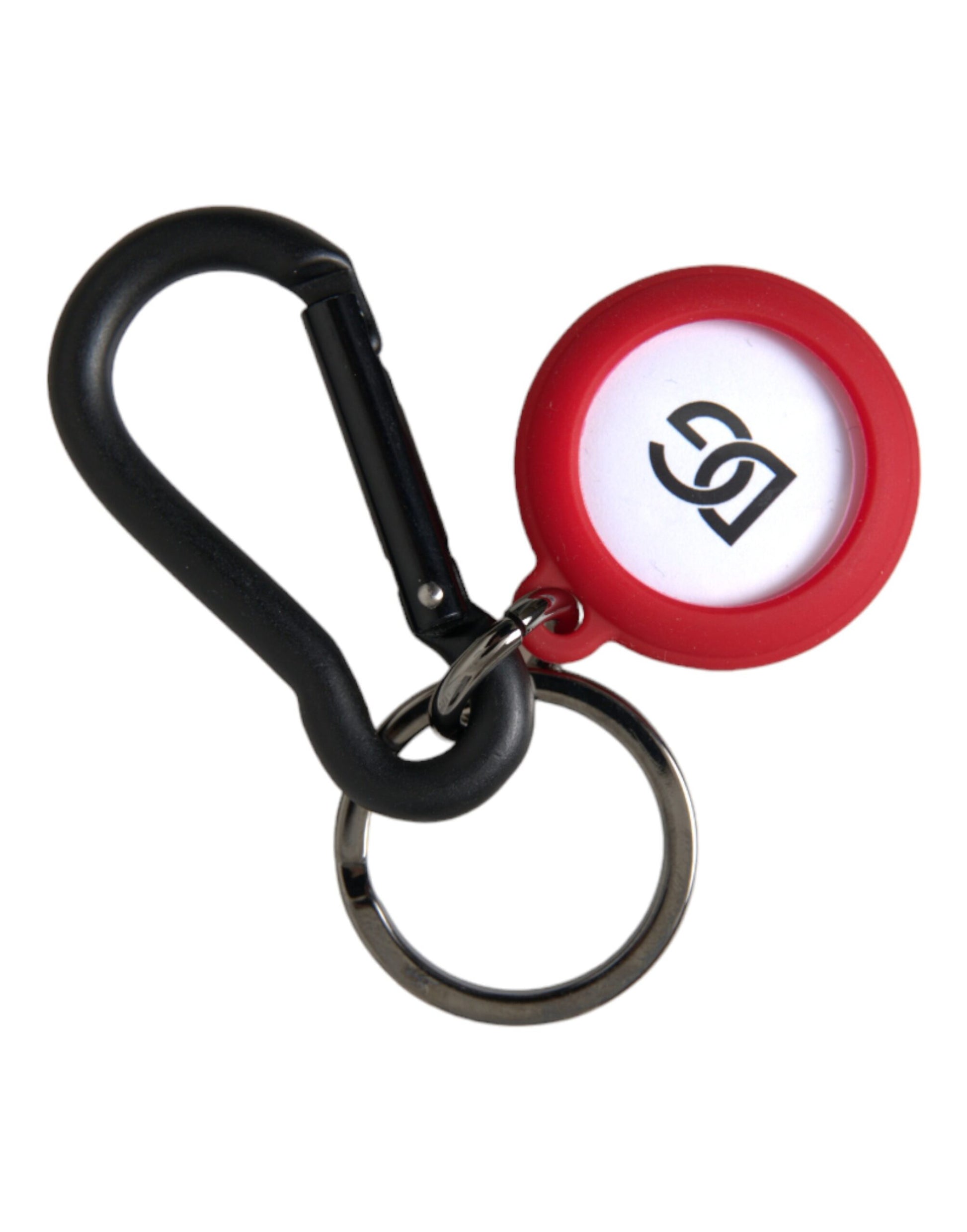 Dolce & Gabbana Red Rubber DG Logo Round Metal Brass Keyring Keychain Dolce & Gabbana