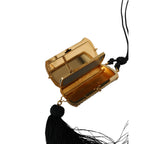 Dolce & Gabbana Beige Exotic Leather Mini Mirror Tassel Make Up Holder Bag