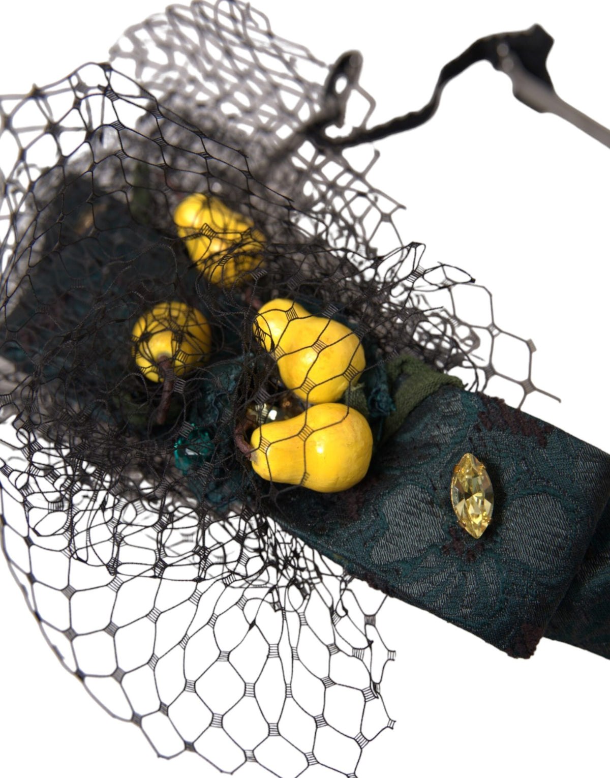 Dolce & Gabbana Black Lemons Sicily Purple Crystal Net Headband Diadem - Eljoys Fashion 