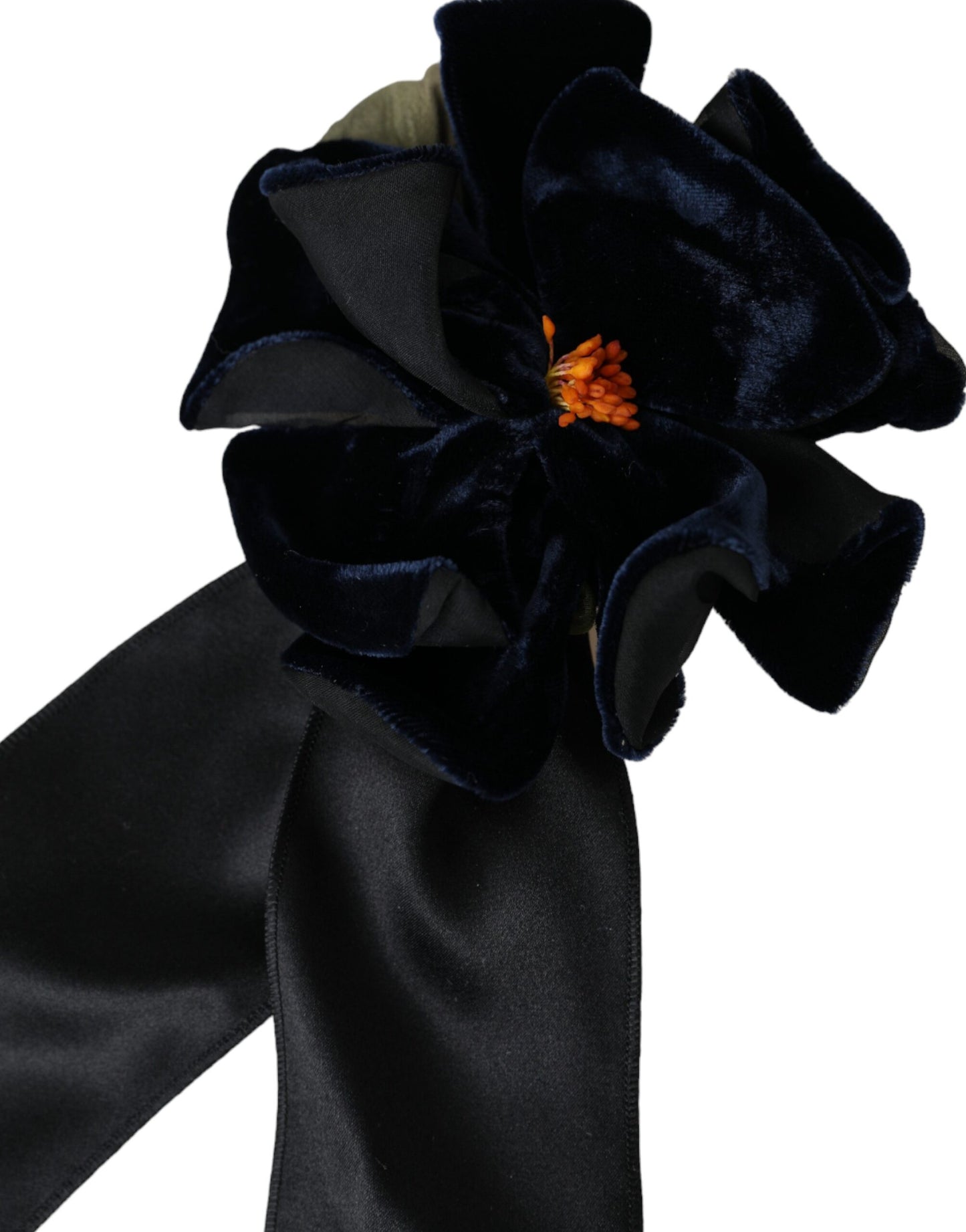 Dolce & Gabbana Black Silk Gold Brass Floral Hair Pin Brooch Dolce & Gabbana