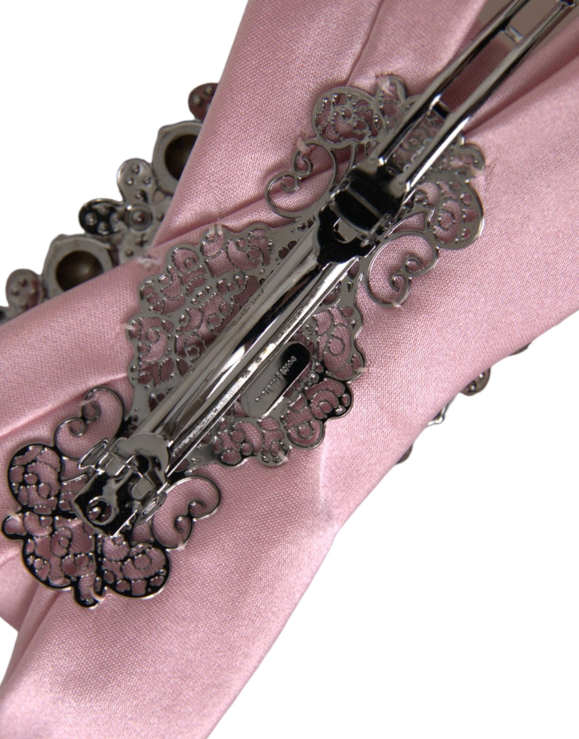 Dolce & Gabbana Pink Satin Crystal Jewelry Brooch Hair Pin Dolce & Gabbana