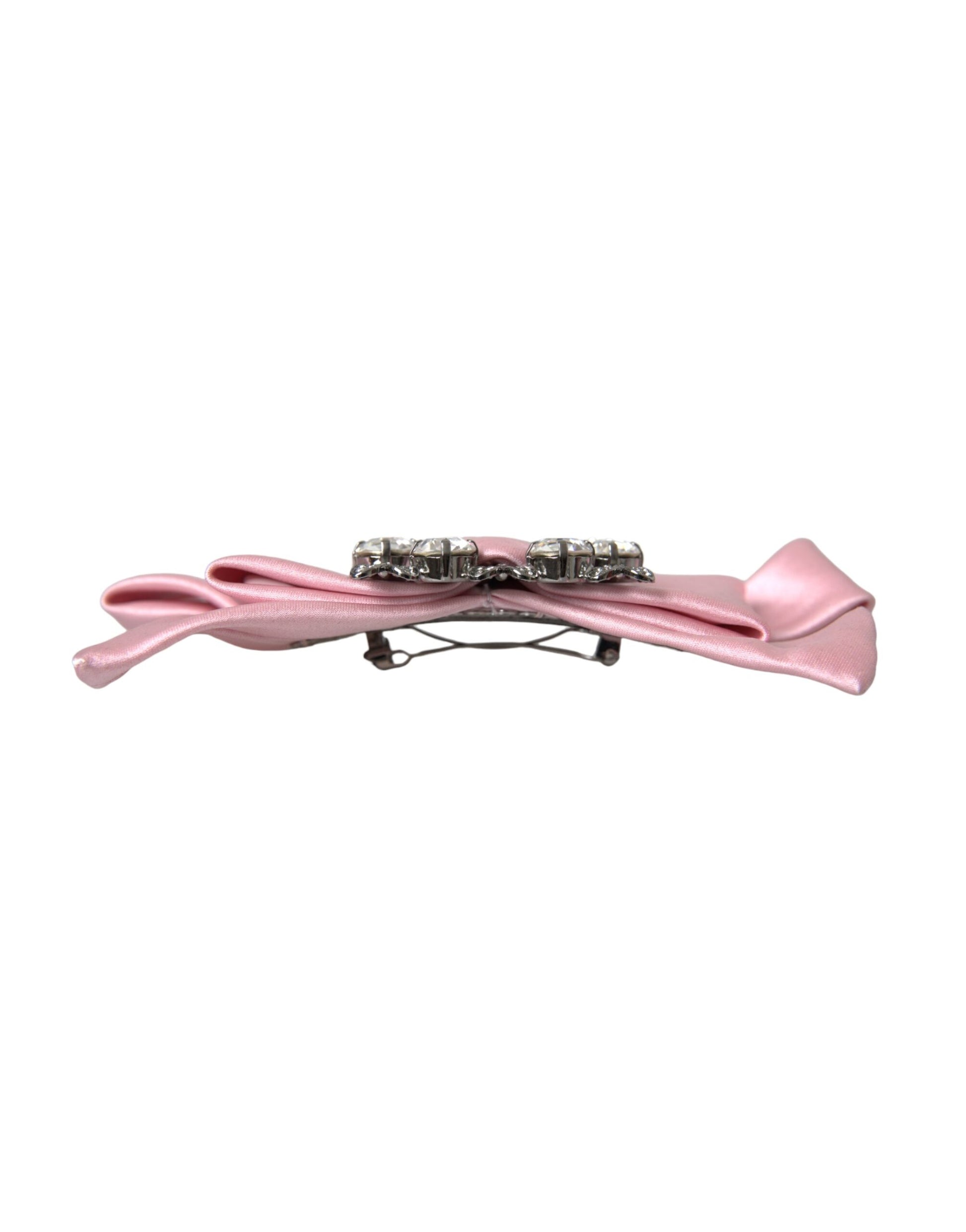 Dolce & Gabbana Pink Satin Crystal Jewelry Brooch Hair Pin Dolce & Gabbana