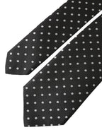 Dolce & Gabbana Dark Gray White Polka Dots 100% Silk Necktie Face Mask