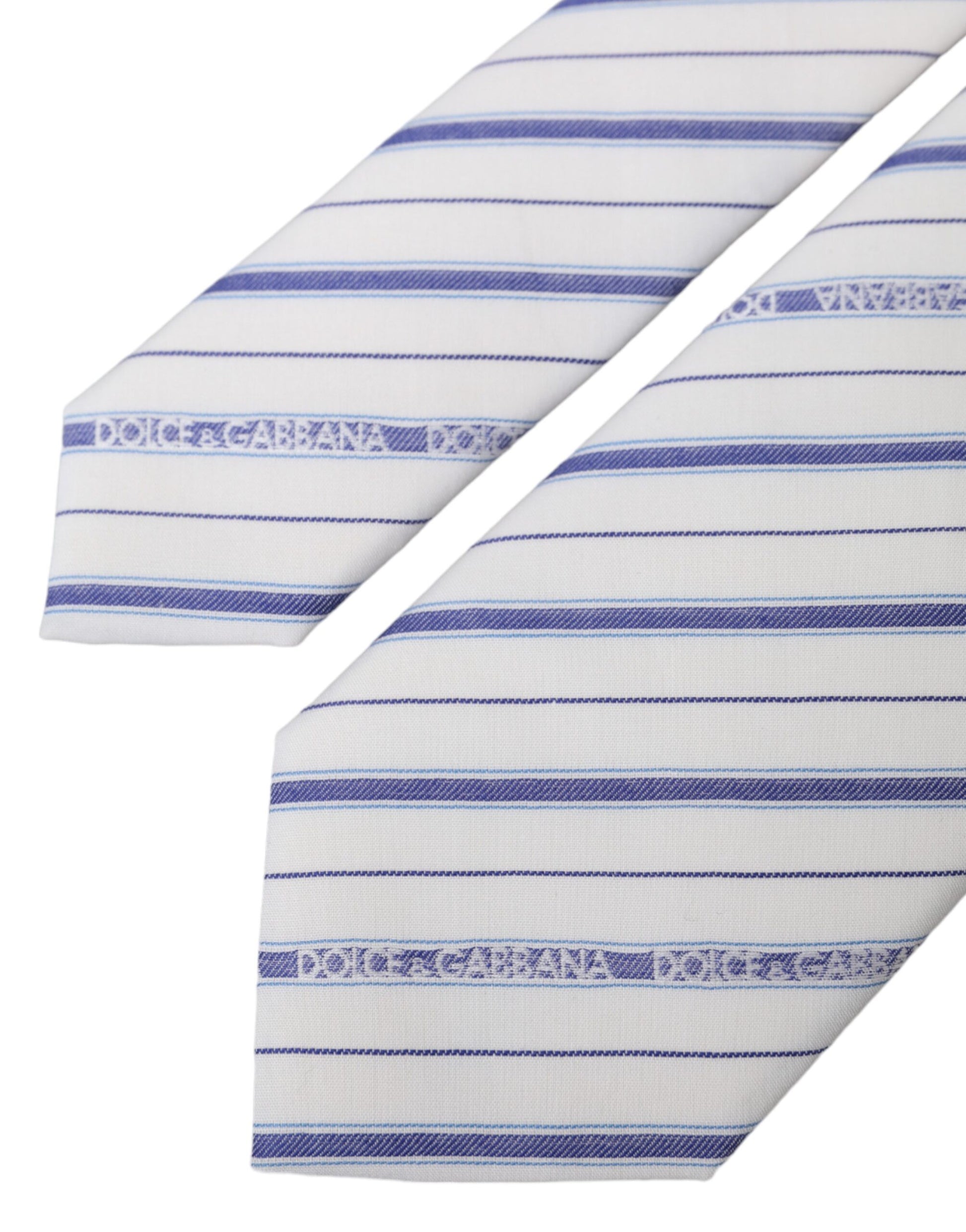 Dolce & Gabbana White Blue Stripes Silk Adjustable Tie Dolce & Gabbana