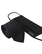 Dolce & Gabbana Dark Gray 100% Silk Adjustable Necktie Face Mask