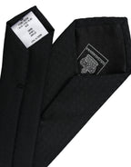 Dolce & Gabbana Dark Gray 100% Silk Adjustable Necktie Face Mask