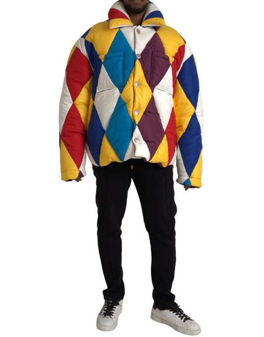 Dolce & Gabbana Multicolor Windbreaker Puffer Jacket Men Dolce & Gabbana