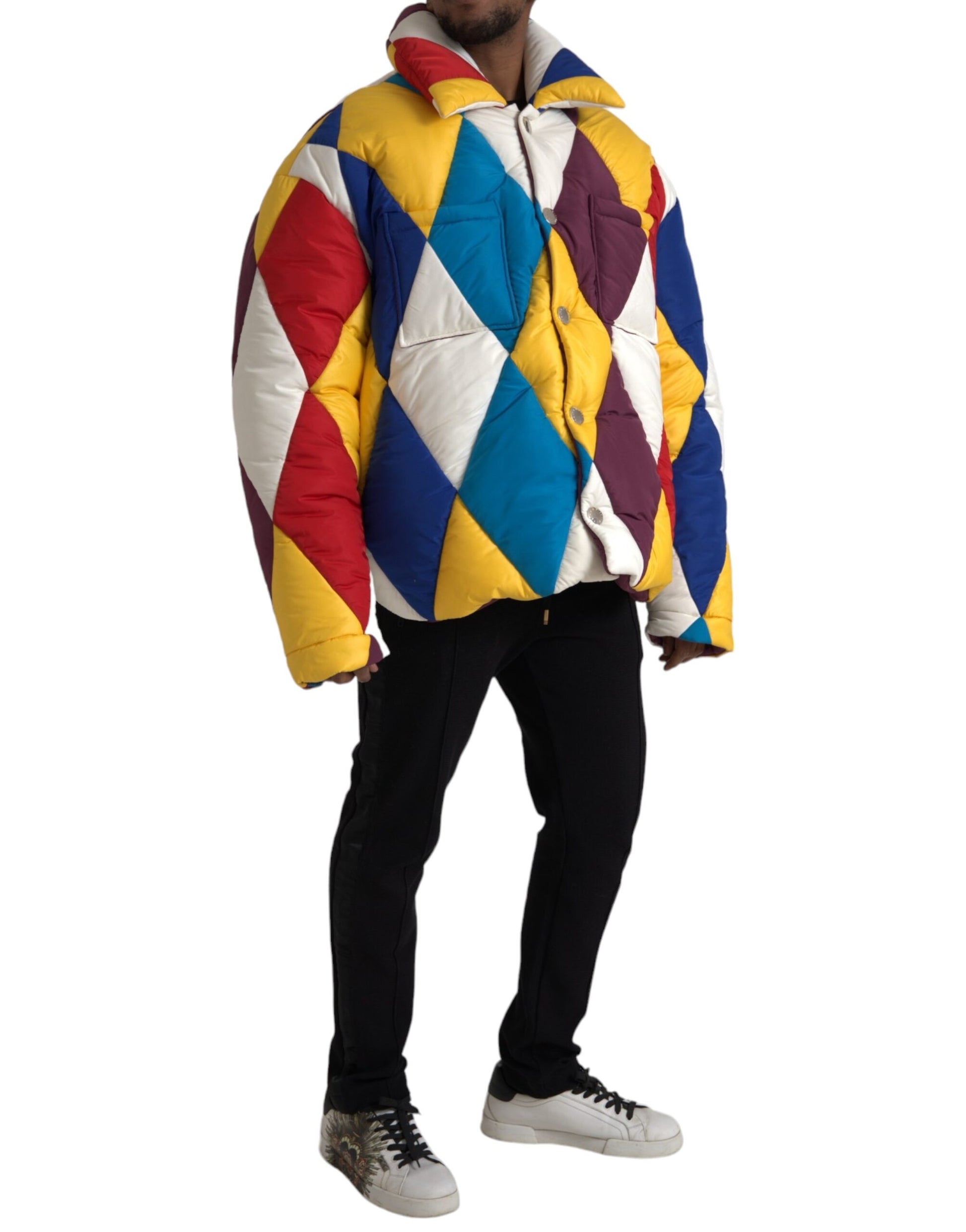 Dolce & Gabbana Multicolor Windbreaker Puffer Jacket Men Dolce & Gabbana