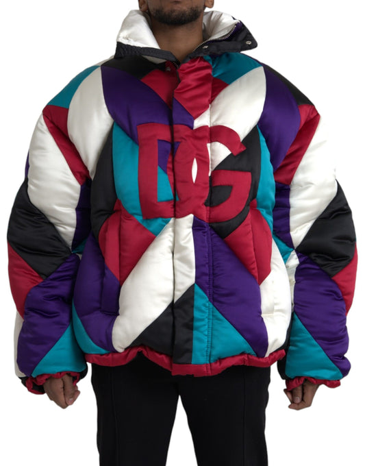 Dolce & Gabbana Multicolor Logo Windbreaker Puffer Jacket Dolce & Gabbana