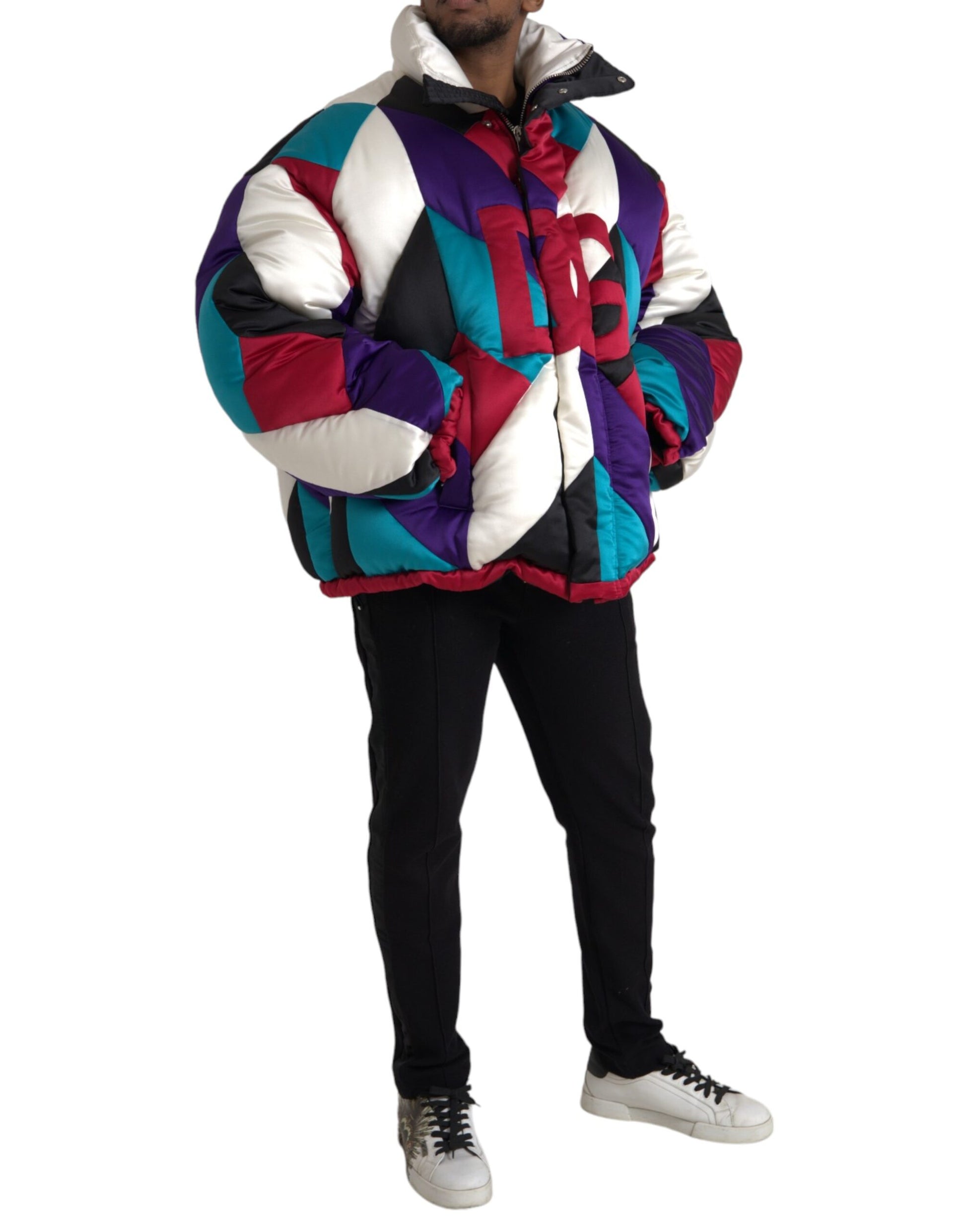 Dolce & Gabbana Multicolor Logo Windbreaker Puffer Jacket Dolce & Gabbana