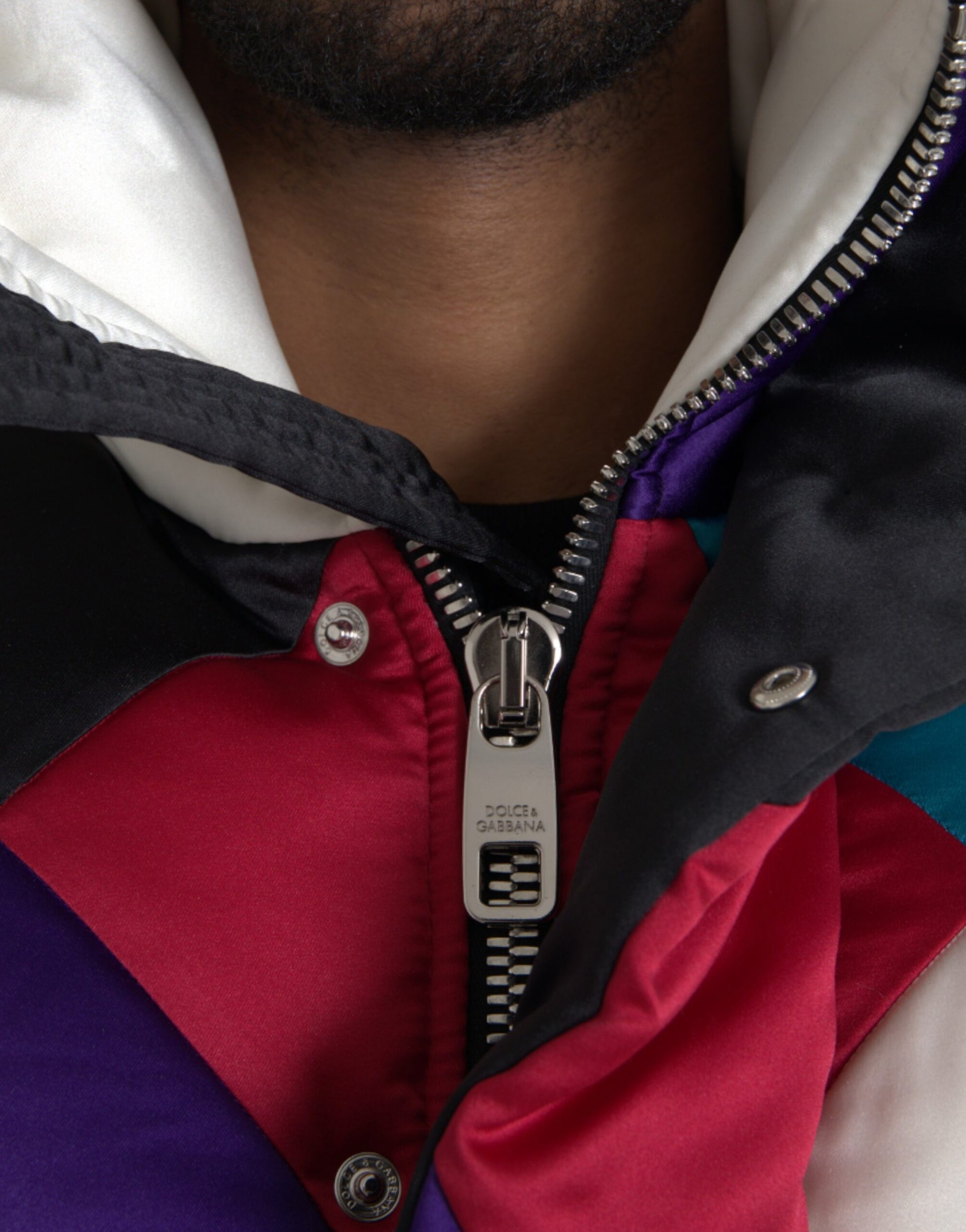Dolce & Gabbana Multicolor Logo Windbreaker Puffer Jacket Dolce & Gabbana