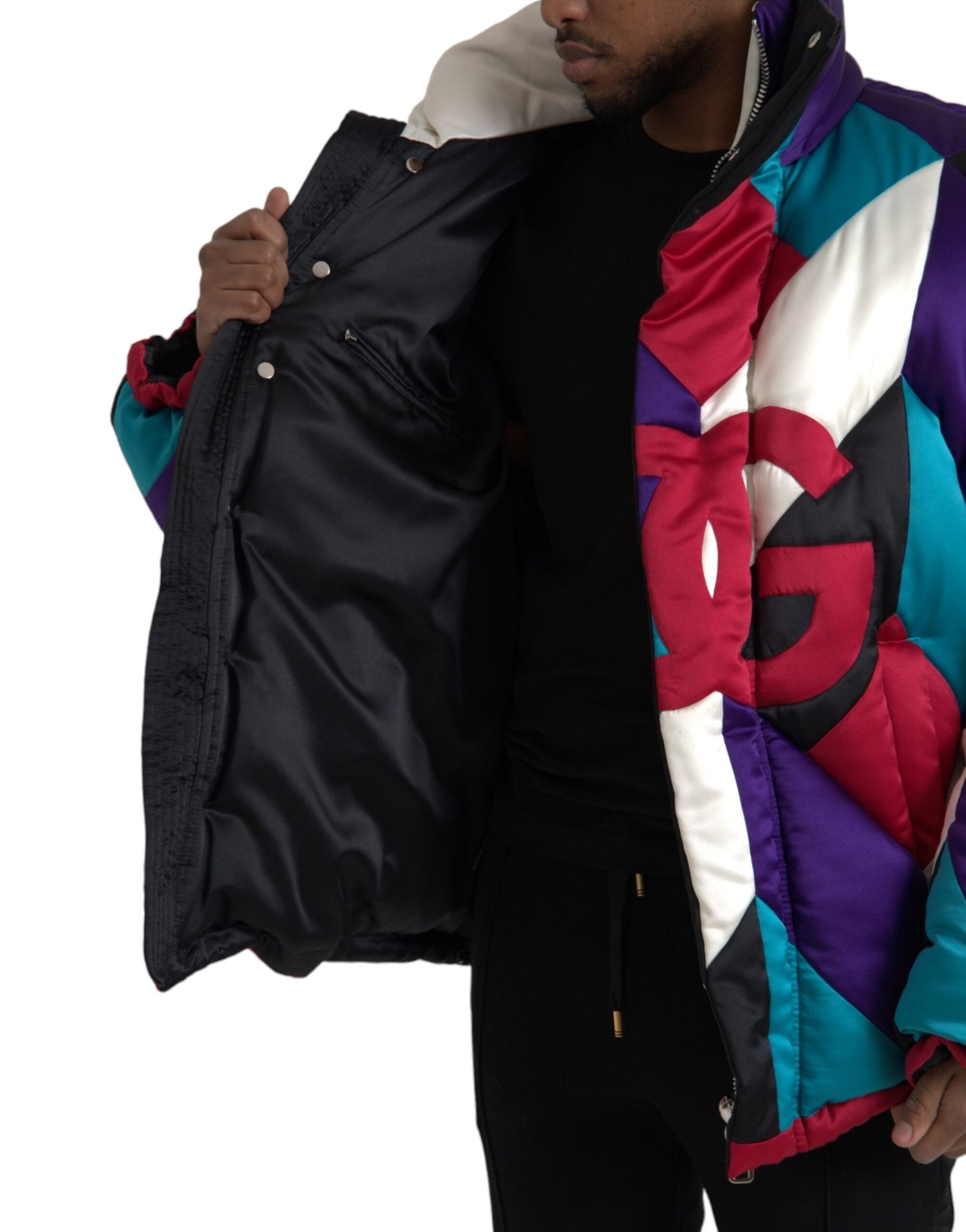 Dolce & Gabbana Multicolor Logo Windbreaker Puffer Jacket Dolce & Gabbana