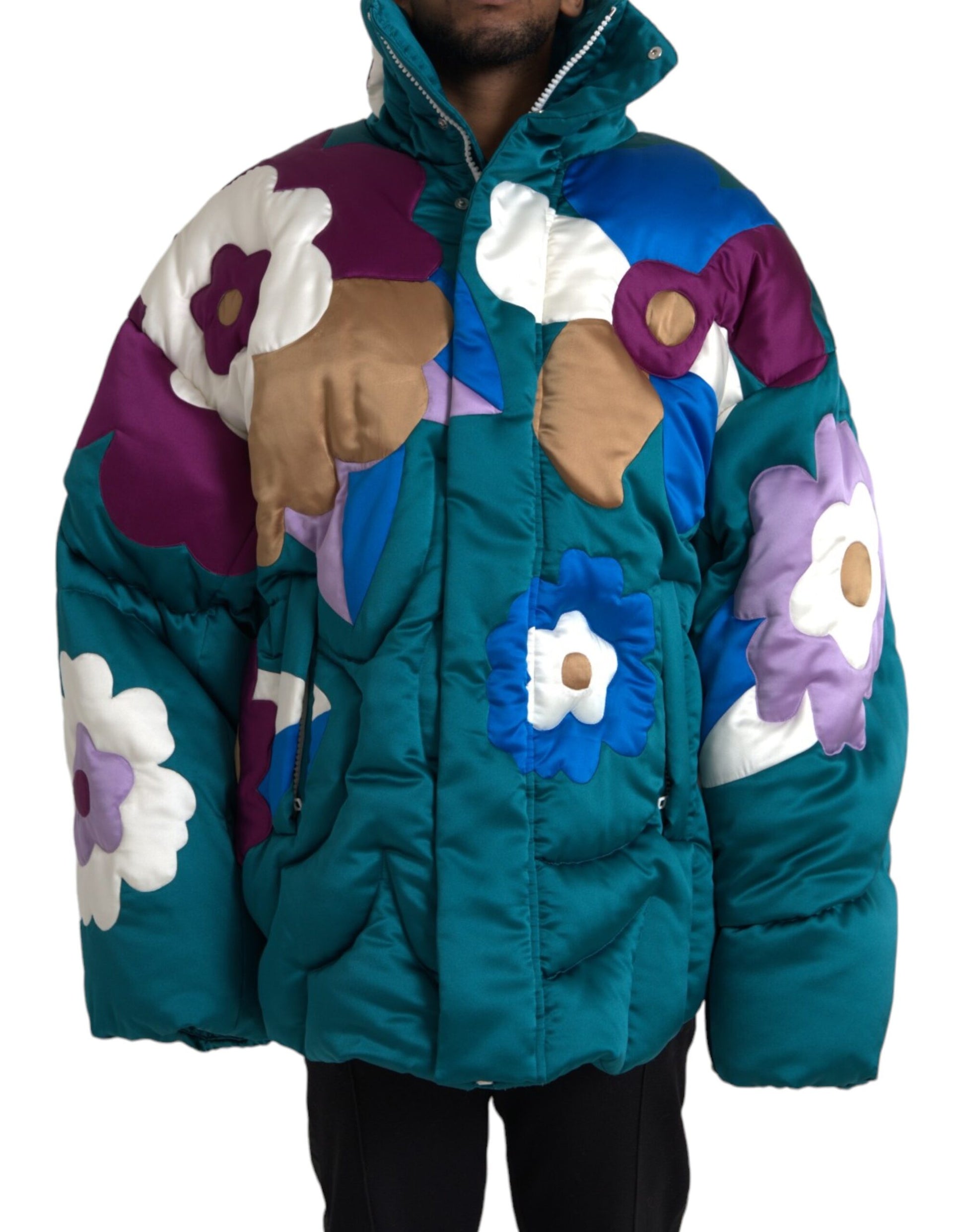 Dolce & Gabbana Multicolor Floral Windbreaker Puffer Jacket Dolce & Gabbana
