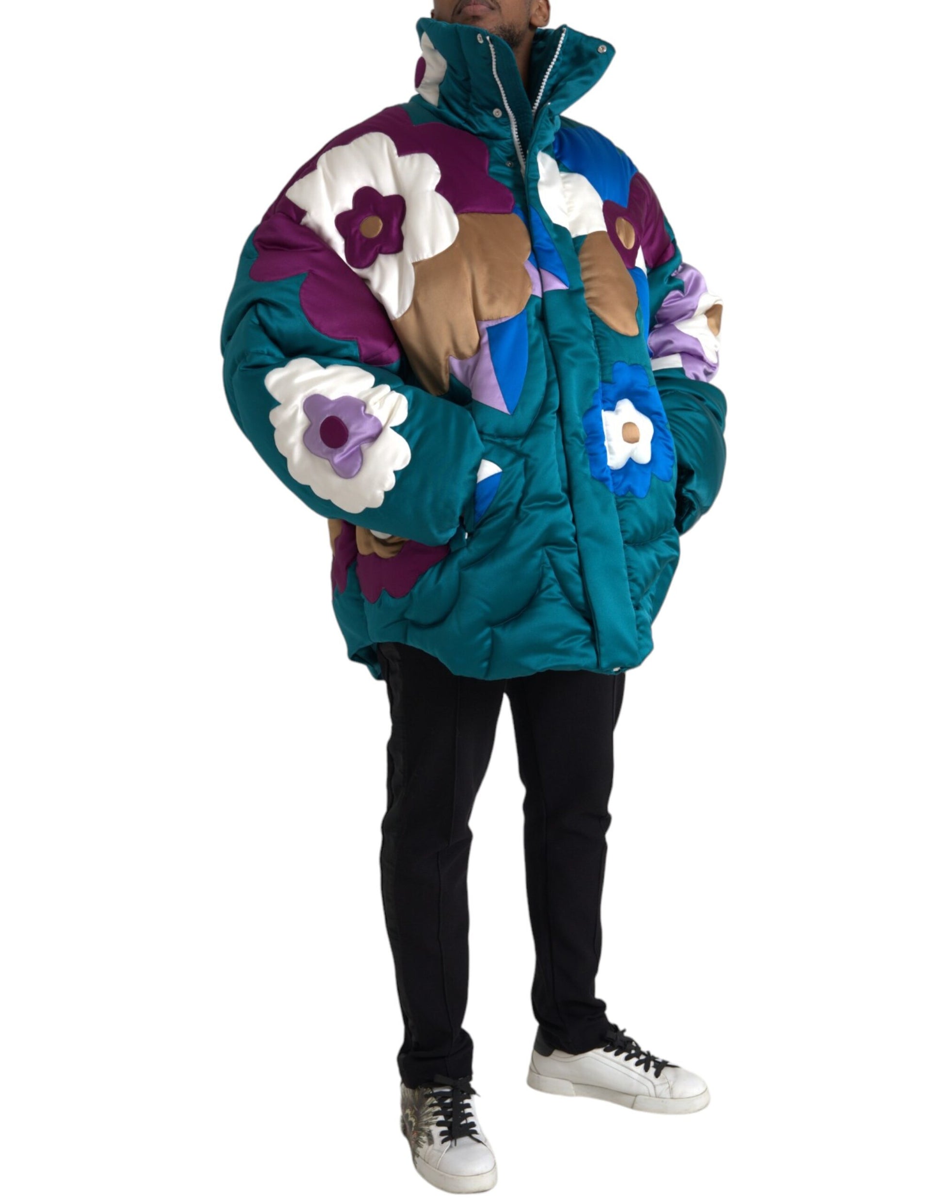 Dolce & Gabbana Multicolor Floral Windbreaker Puffer Jacket Dolce & Gabbana