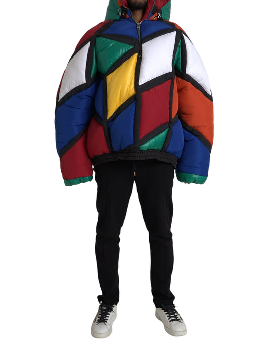 Dolce & Gabbana Multicolor Quilted Hooded Puffer Jacket Dolce & Gabbana