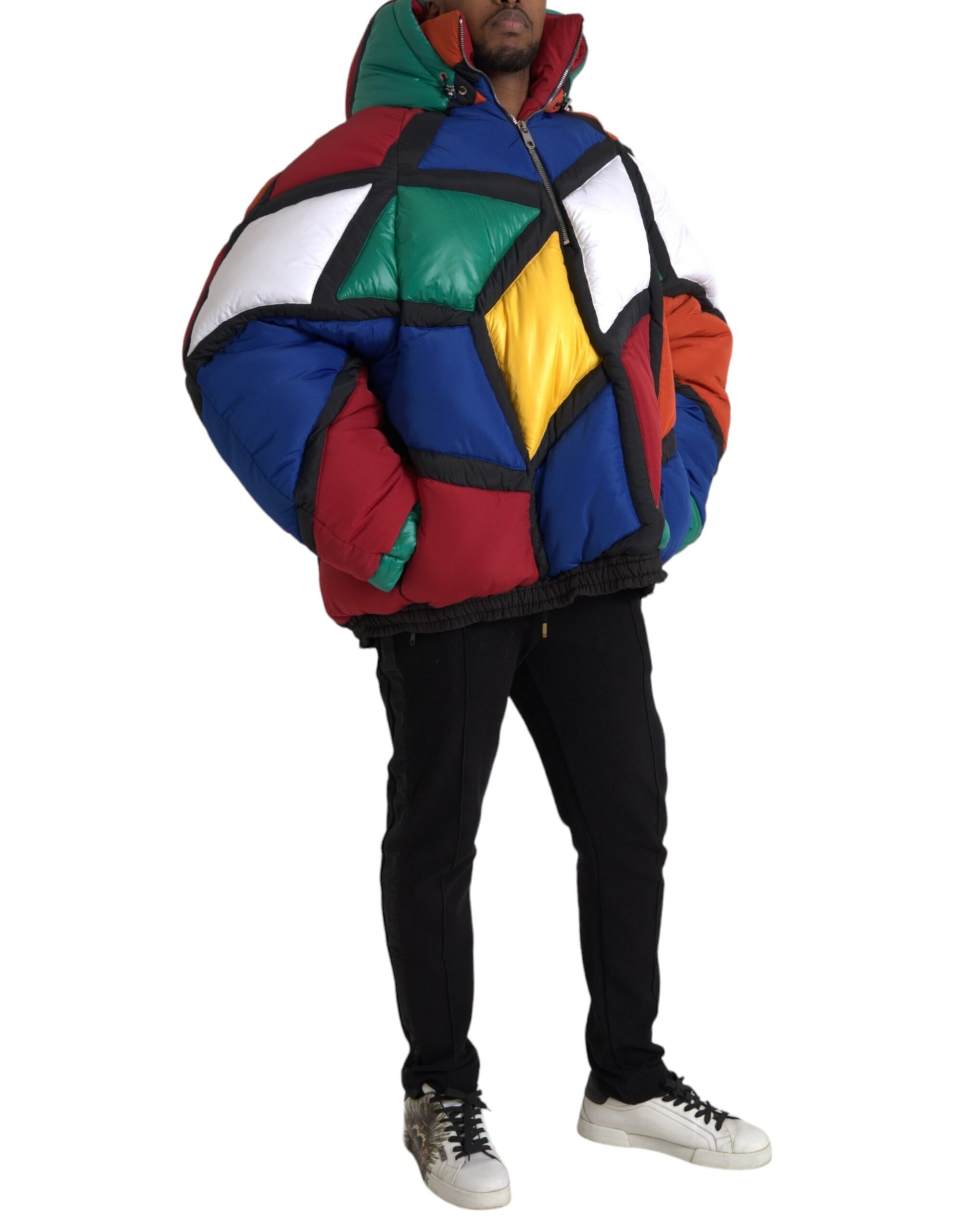 Dolce & Gabbana Multicolor Quilted Hooded Puffer Jacket Dolce & Gabbana