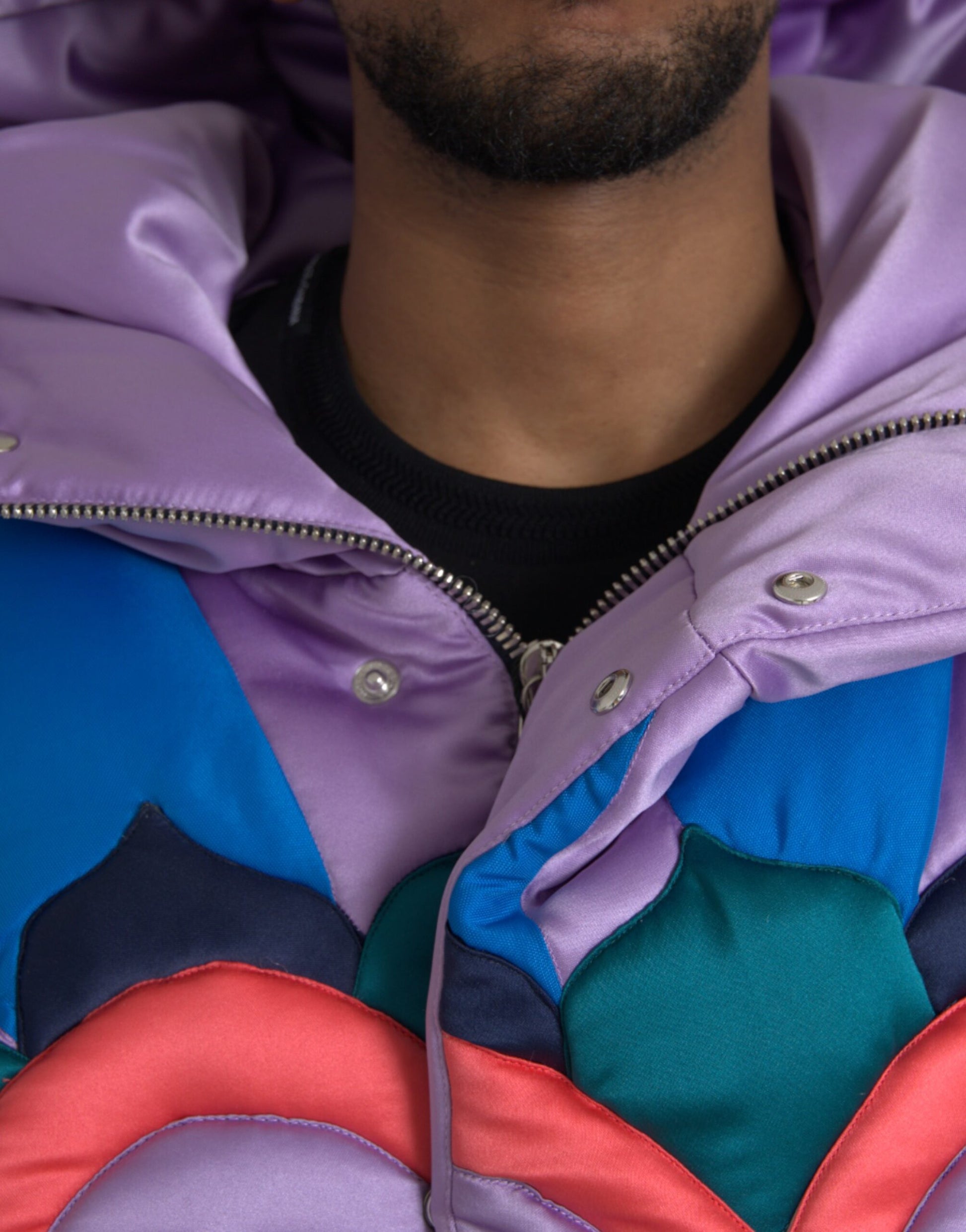 Dolce & Gabbana Multicolor Heart Logo Hooded Puffer Jacket Dolce & Gabbana