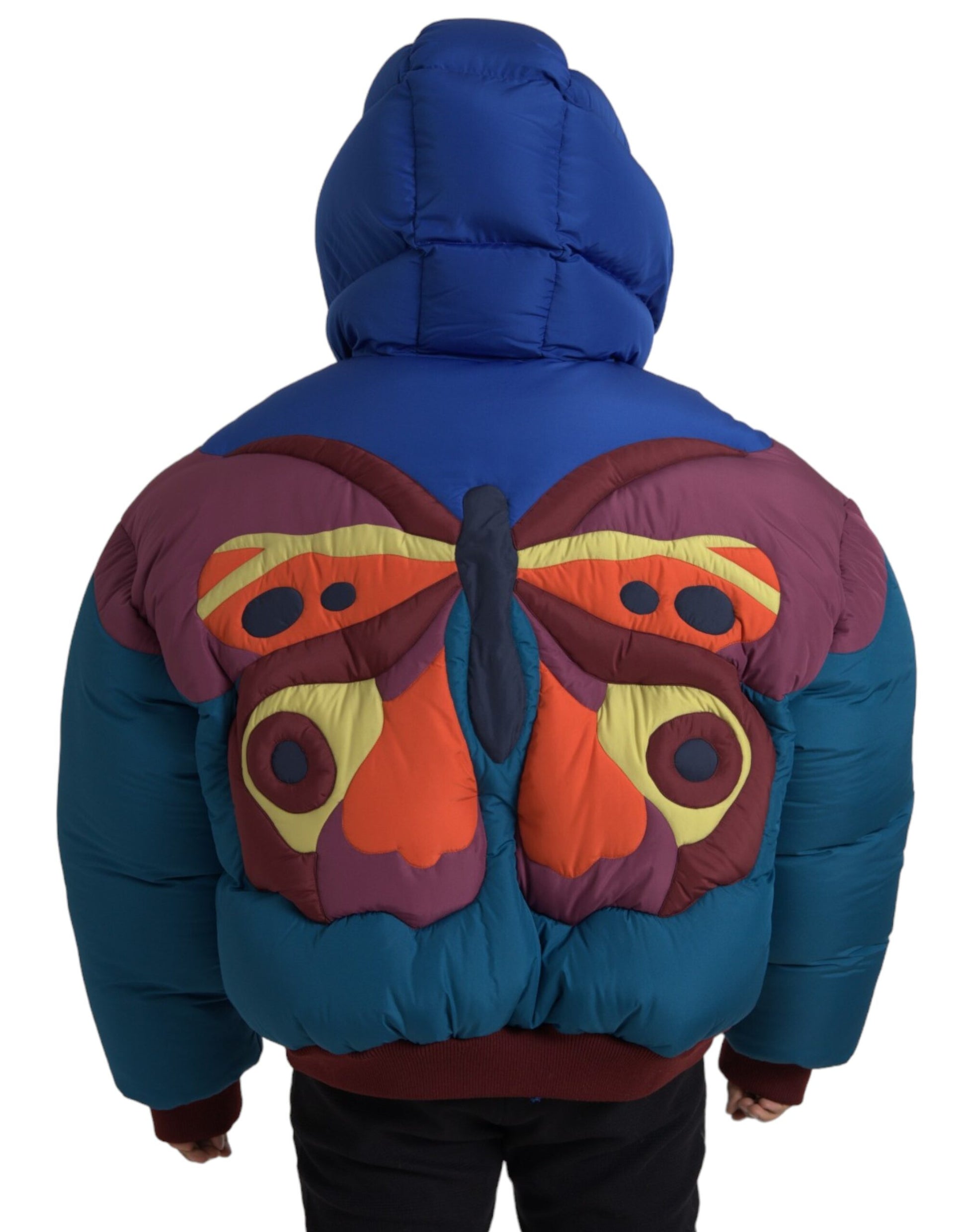 Dolce & Gabbana Multicolor Butterfly Hooded Puffer Jacket Dolce & Gabbana